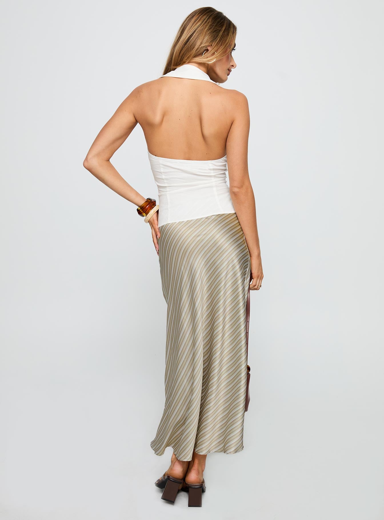 Mixed Signals Midi Skirt Brown Stripe - Image 5