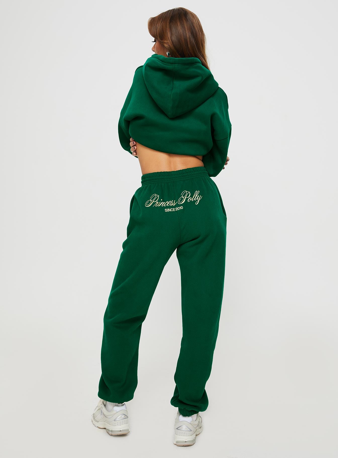 Princess Polly Track Pants Script Green / Ivory - Image 5