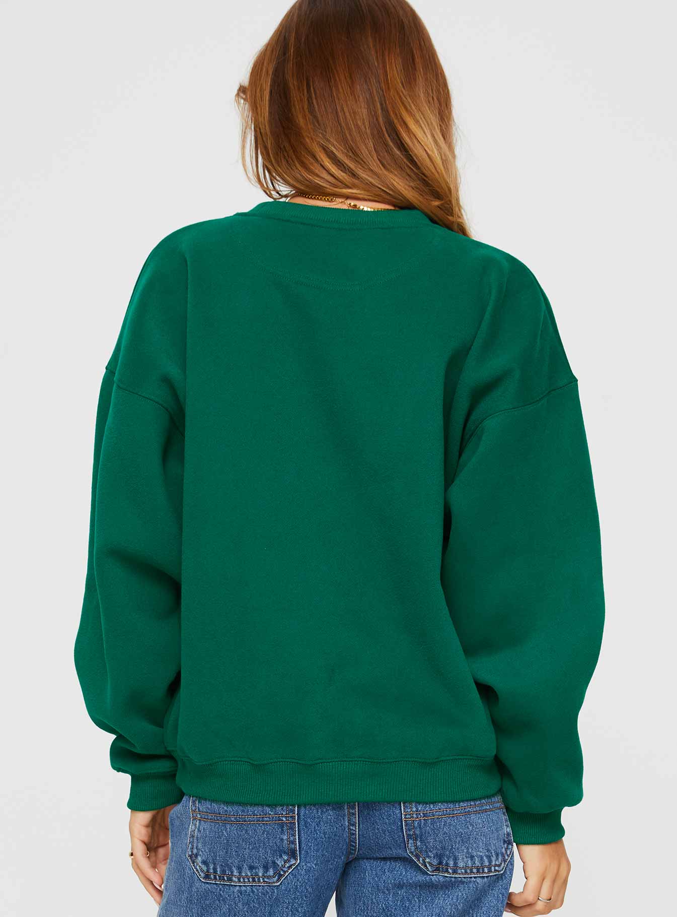 Apres Ski Crew Neck Sweatshirt Green / Cream - Image 5