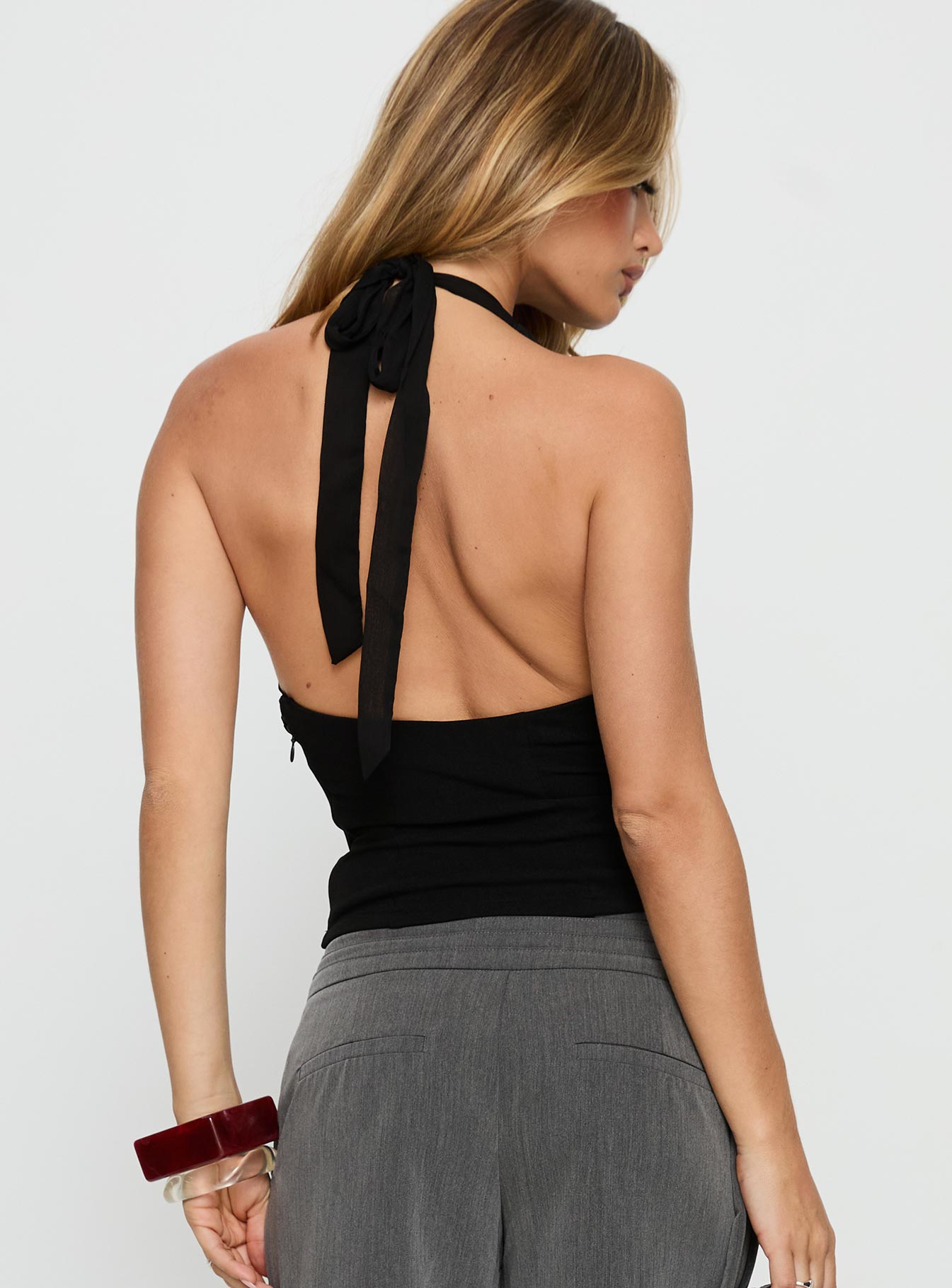 Korienna Halter Chiffon Top Black - Image 5