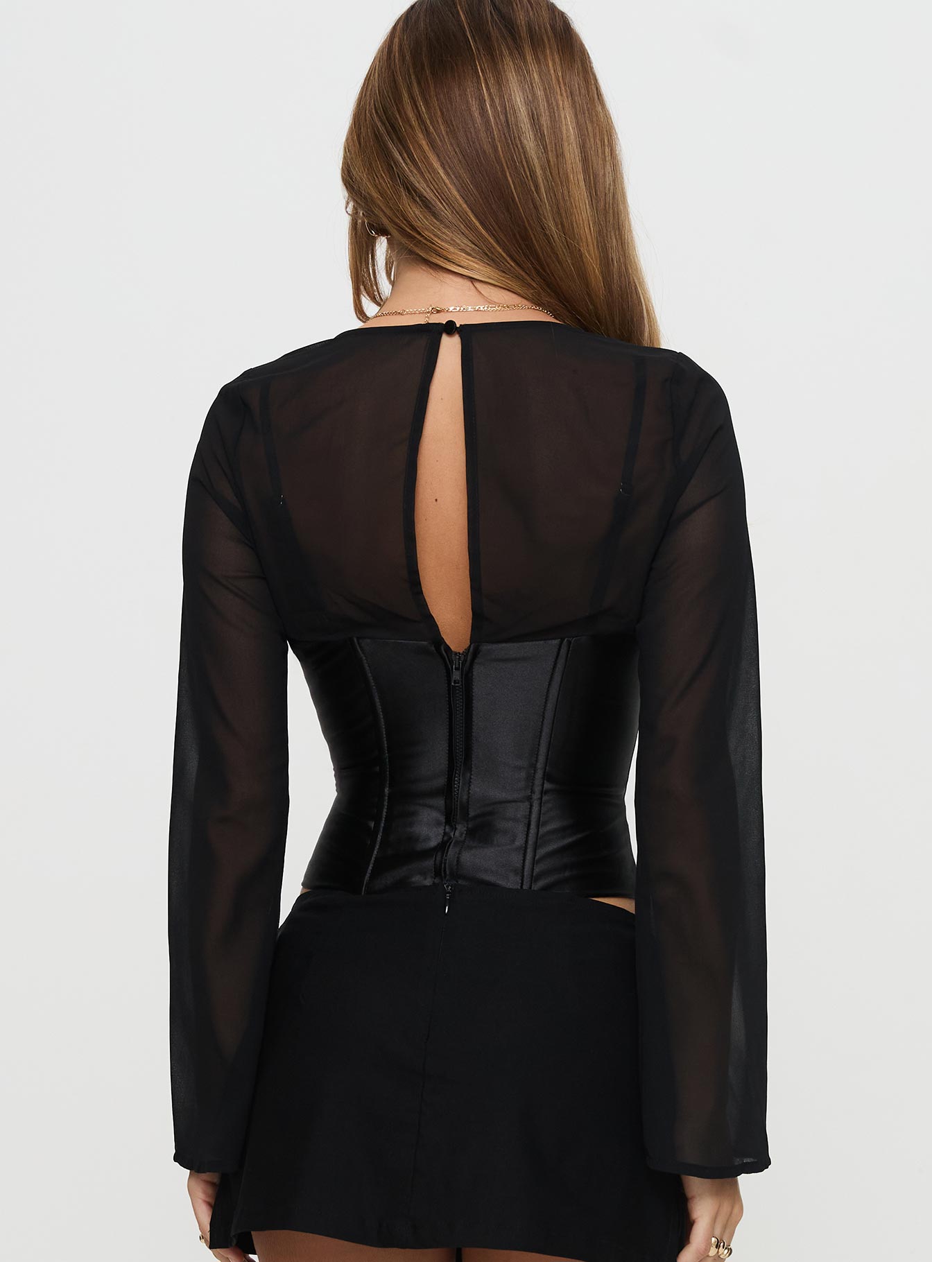 Bolda Long Sleeve Corset Top Black - Image 5