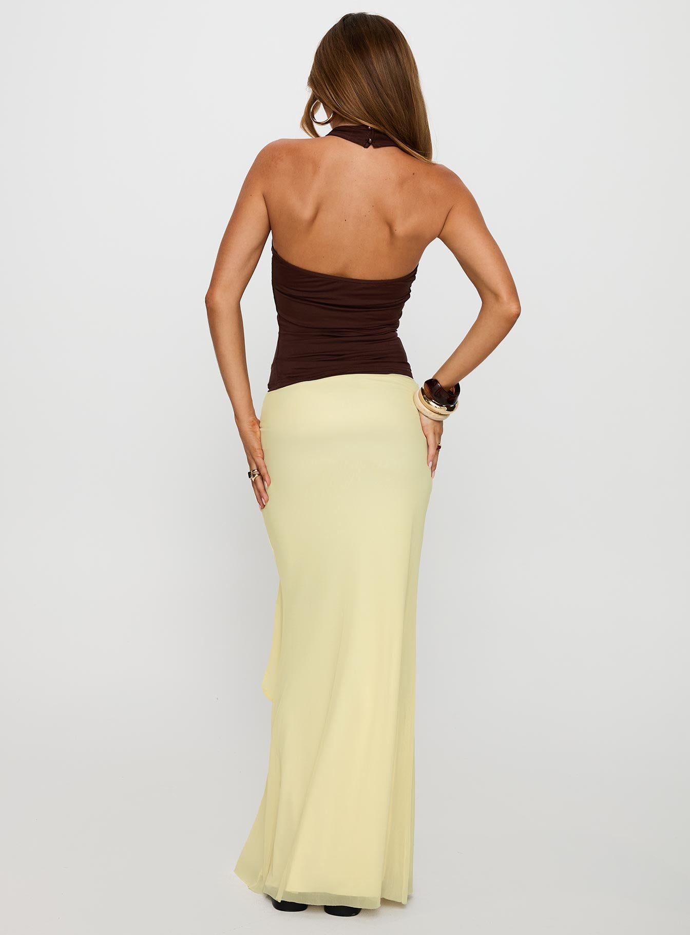 Caviar Tie Maxi Skirt Lemon - Image 5