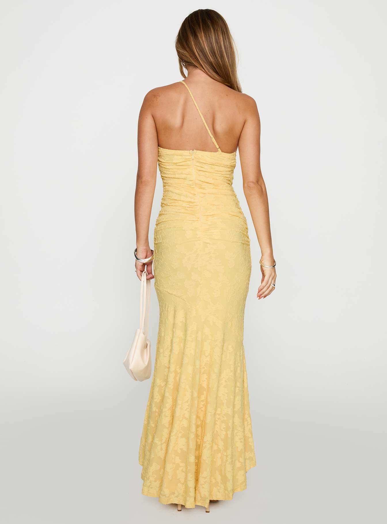 Starlights One Shoulder Maxi Dress Lemon - Image 4