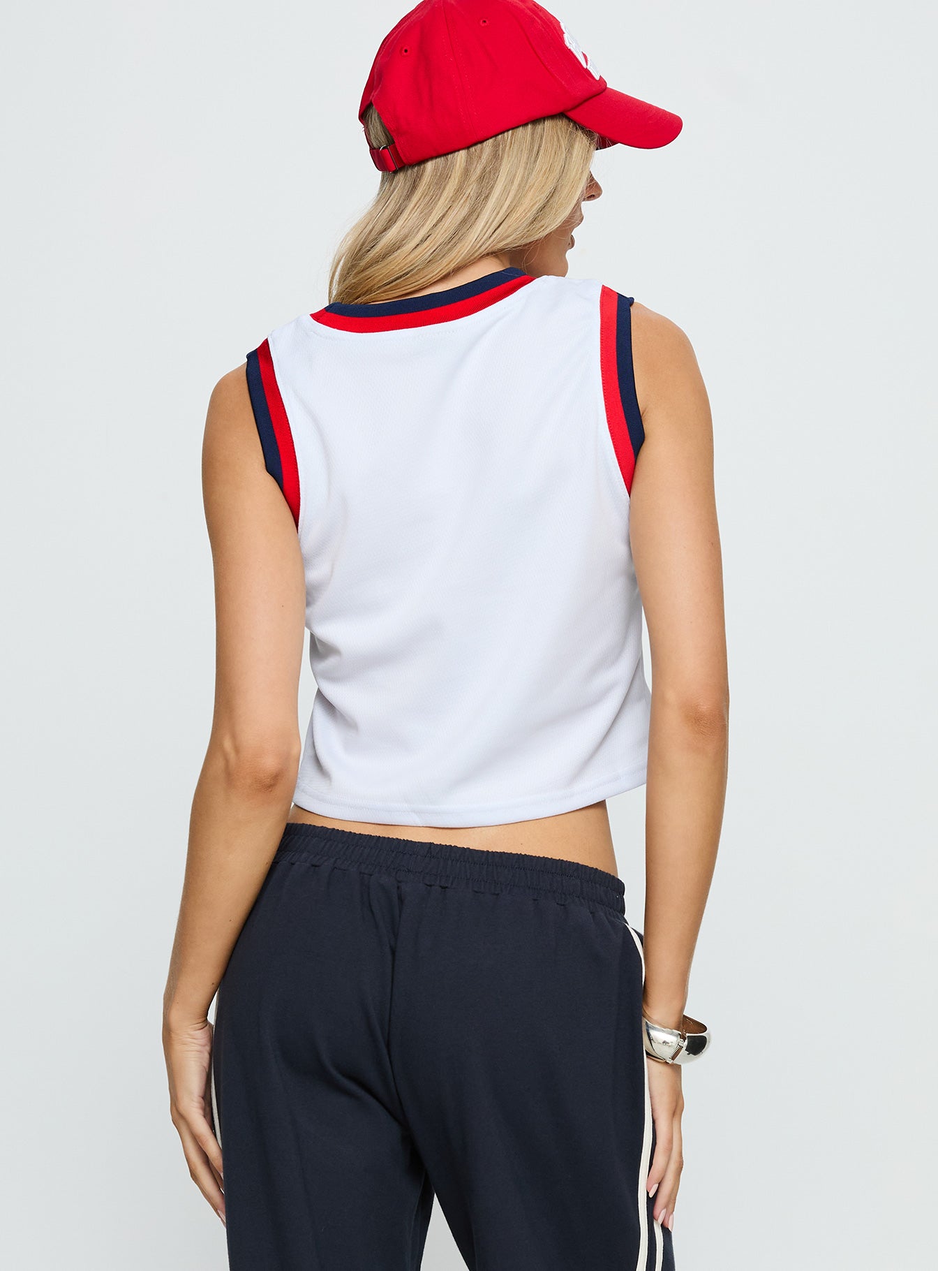 BU Cropped Basketball Jersey Tank White - Image 5
