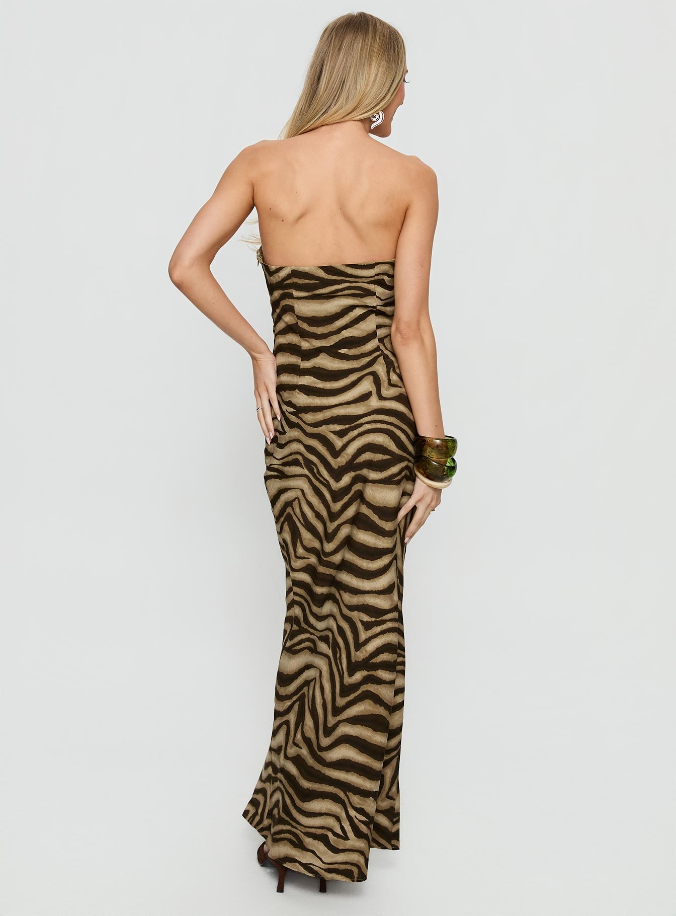 Carlina Halter Keyhole Maxi Dress Dark Zebra - Image 5