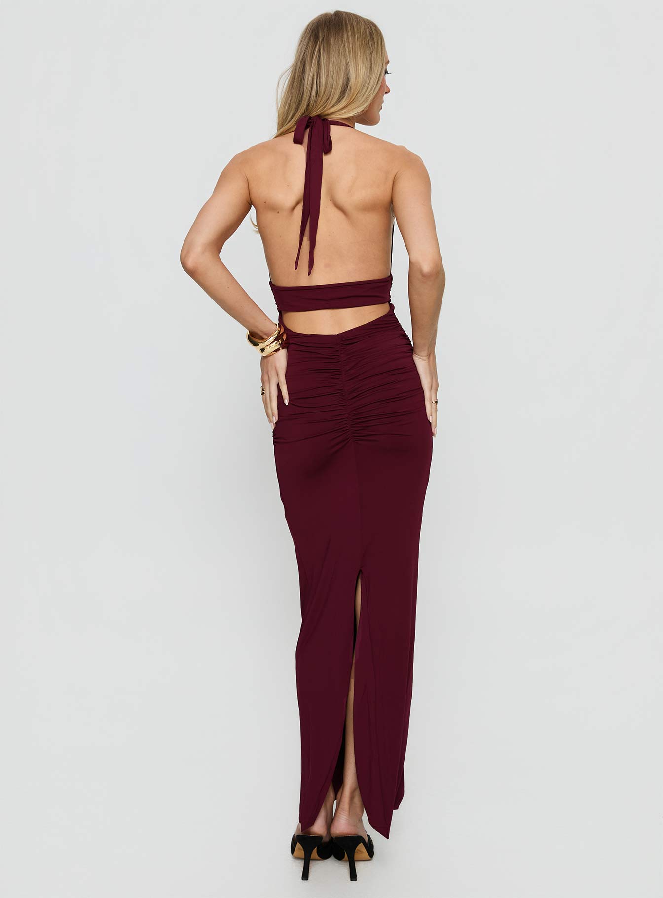 Best In Show Halter Hardware Maxi Dress Burgundy - Image 5