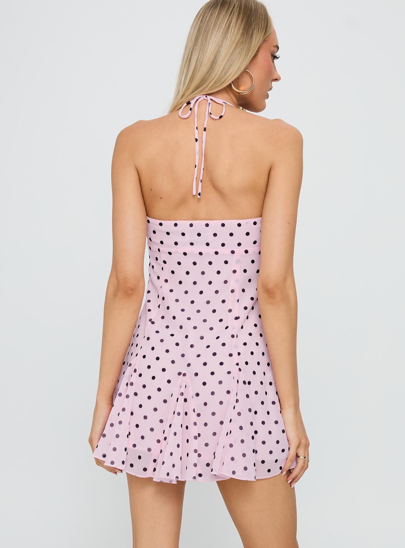 Delamere Mini Dress Pink / Black Polka - Image 5