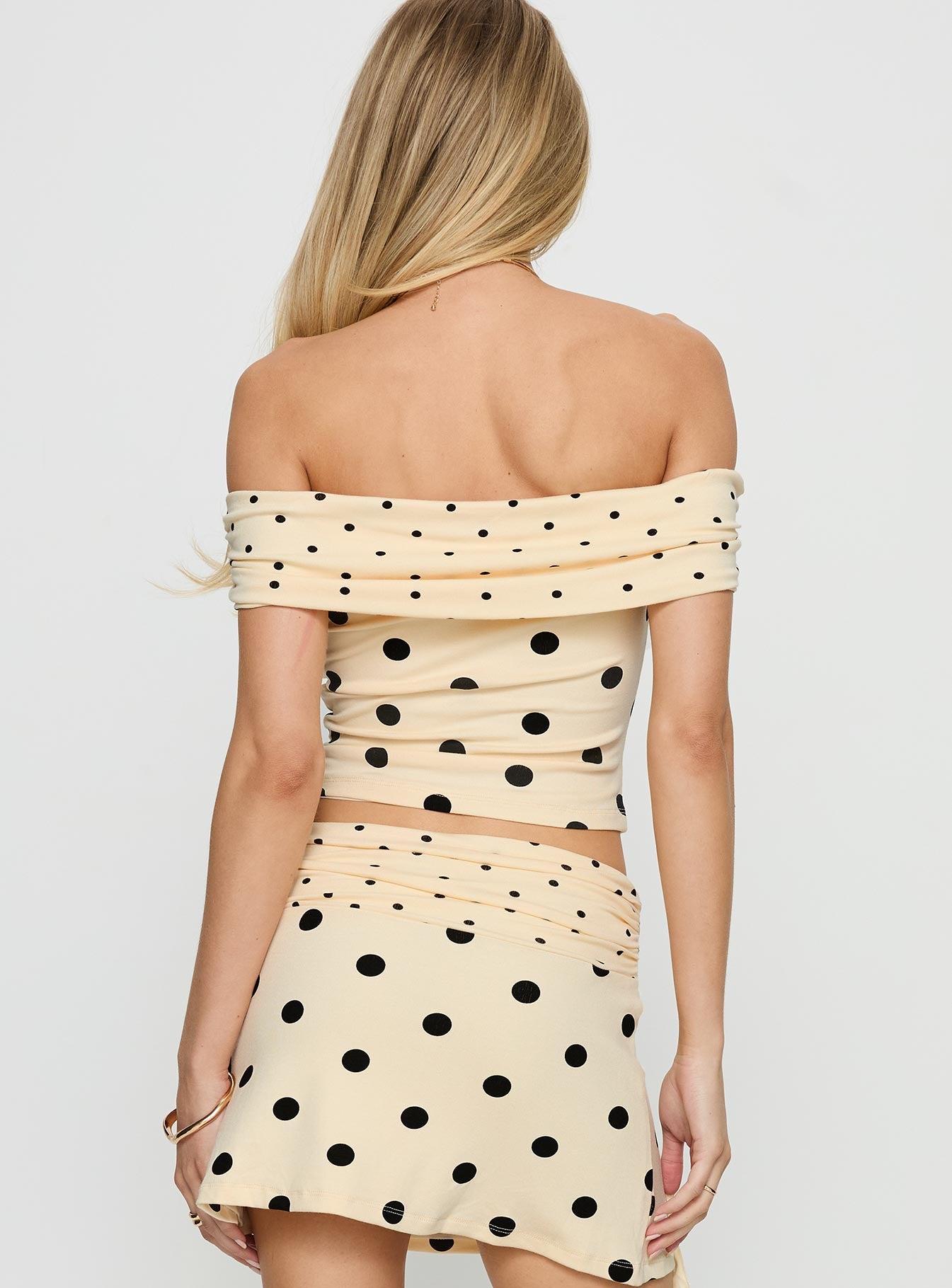 Aneira Off Shoulder Top Cream Polka - Image 5