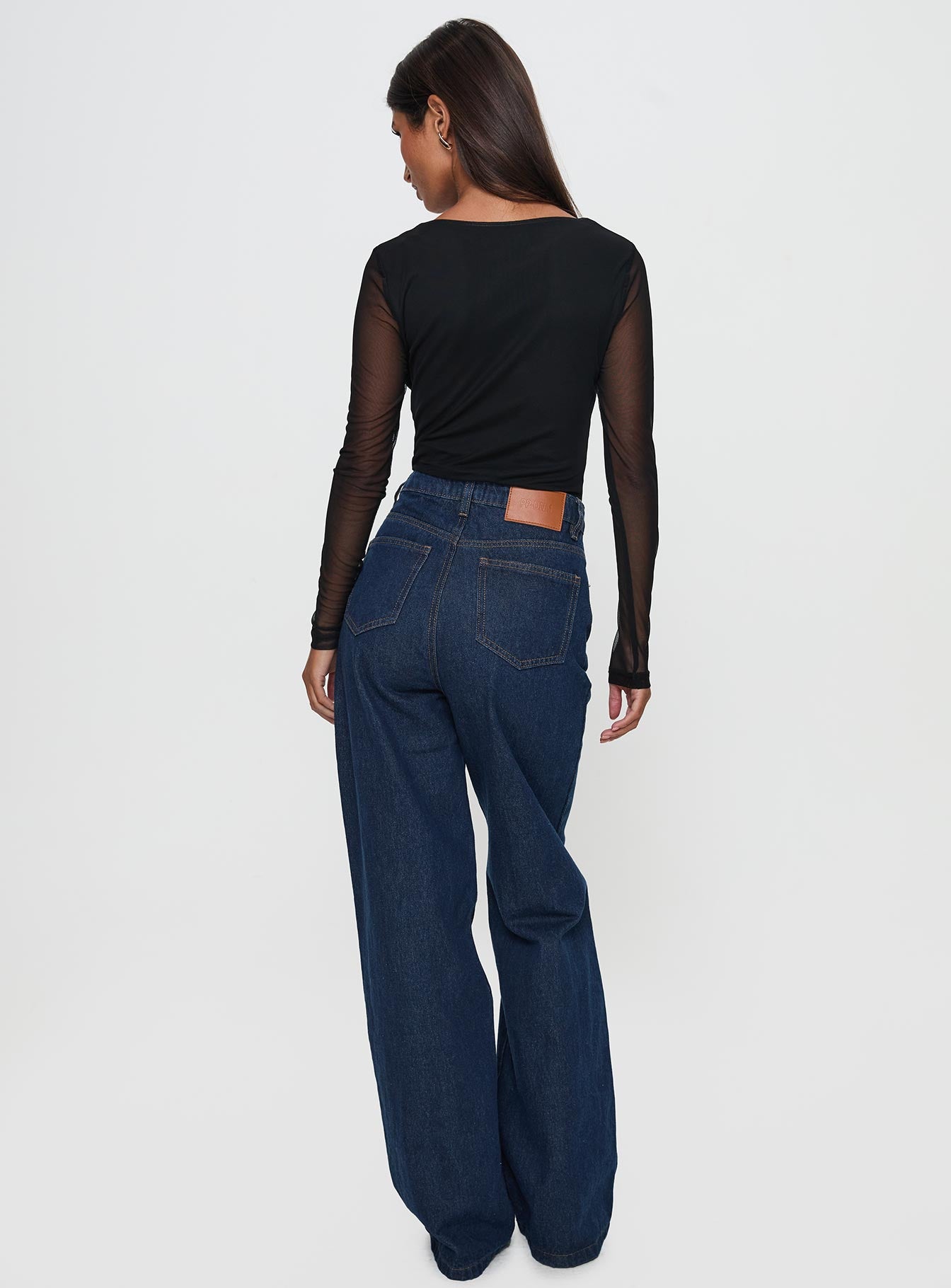 Nicolo High Rise Straight Leg Jeans Mid Raw Denim - Image 4