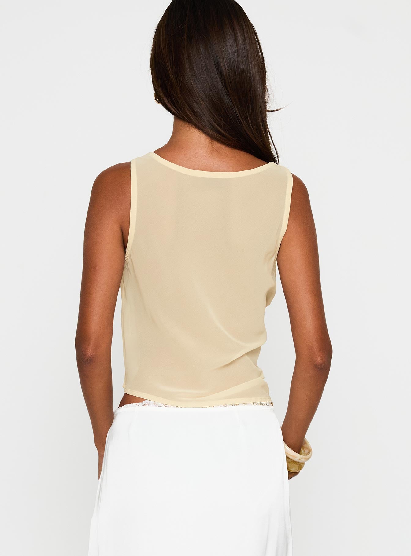 Pretty Little Fears Cowl Neck Top Beige - Image 5