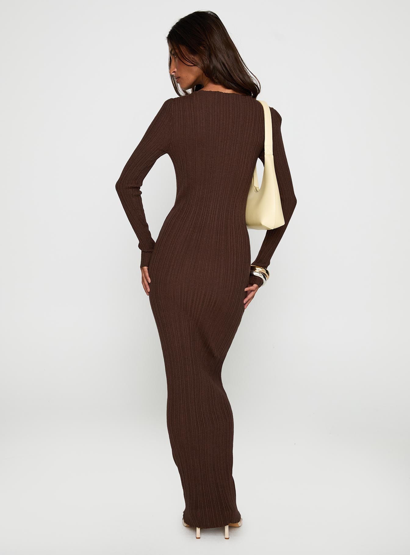 Gyselle Long Sleeve Maxi Dress Brown - Image 4