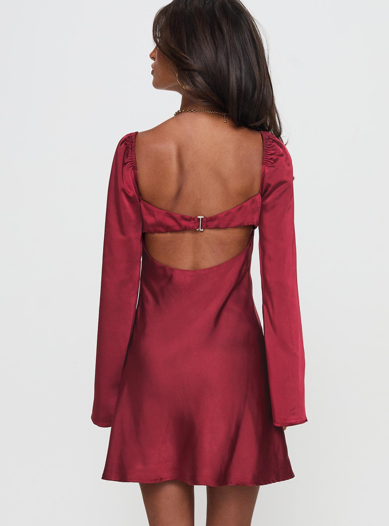 Moniz Long Sleeve Mini Dress Burgundy - Image 4