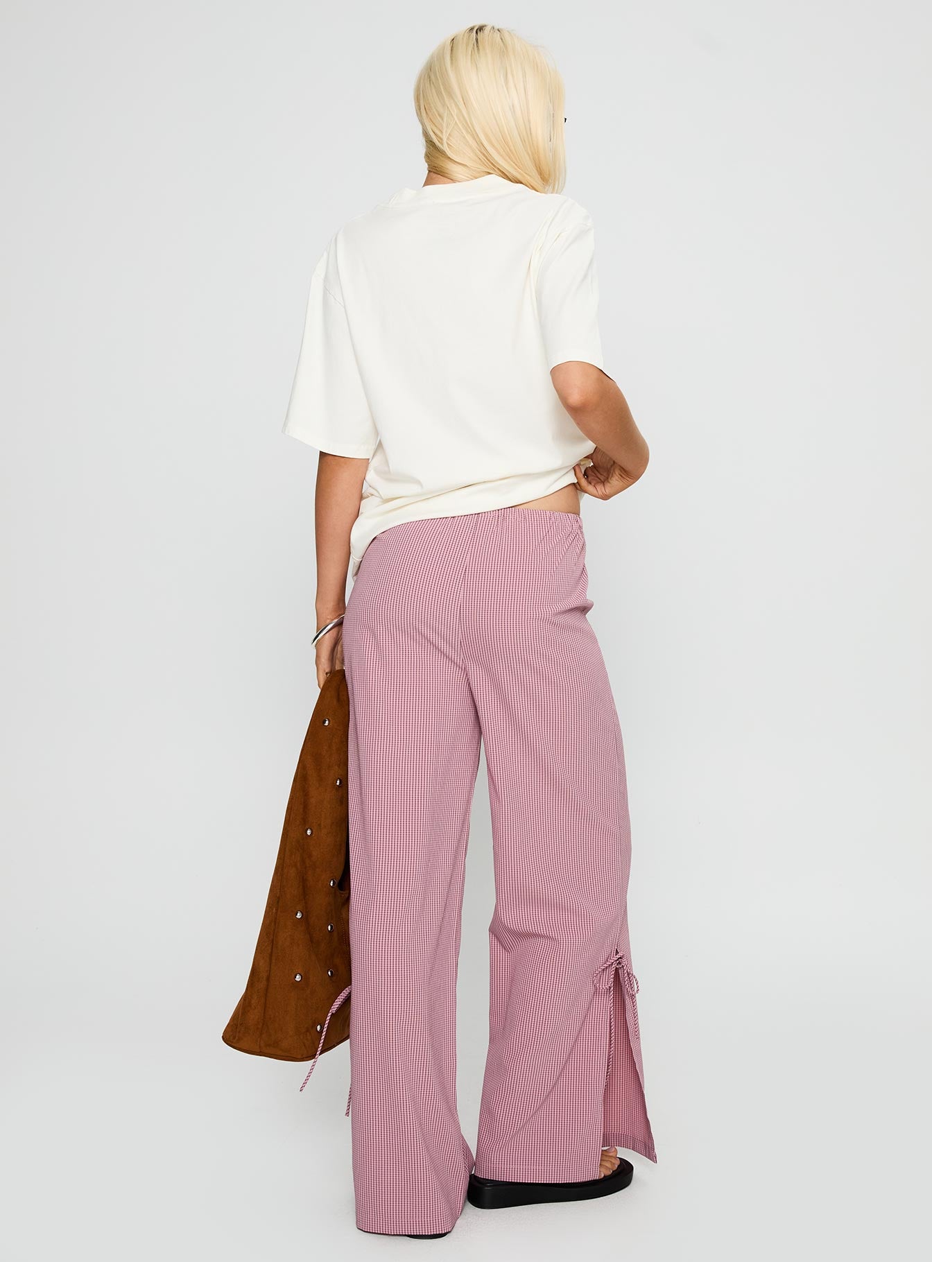 Jinxie Tie Side Pants Pink Gingham - Image 5