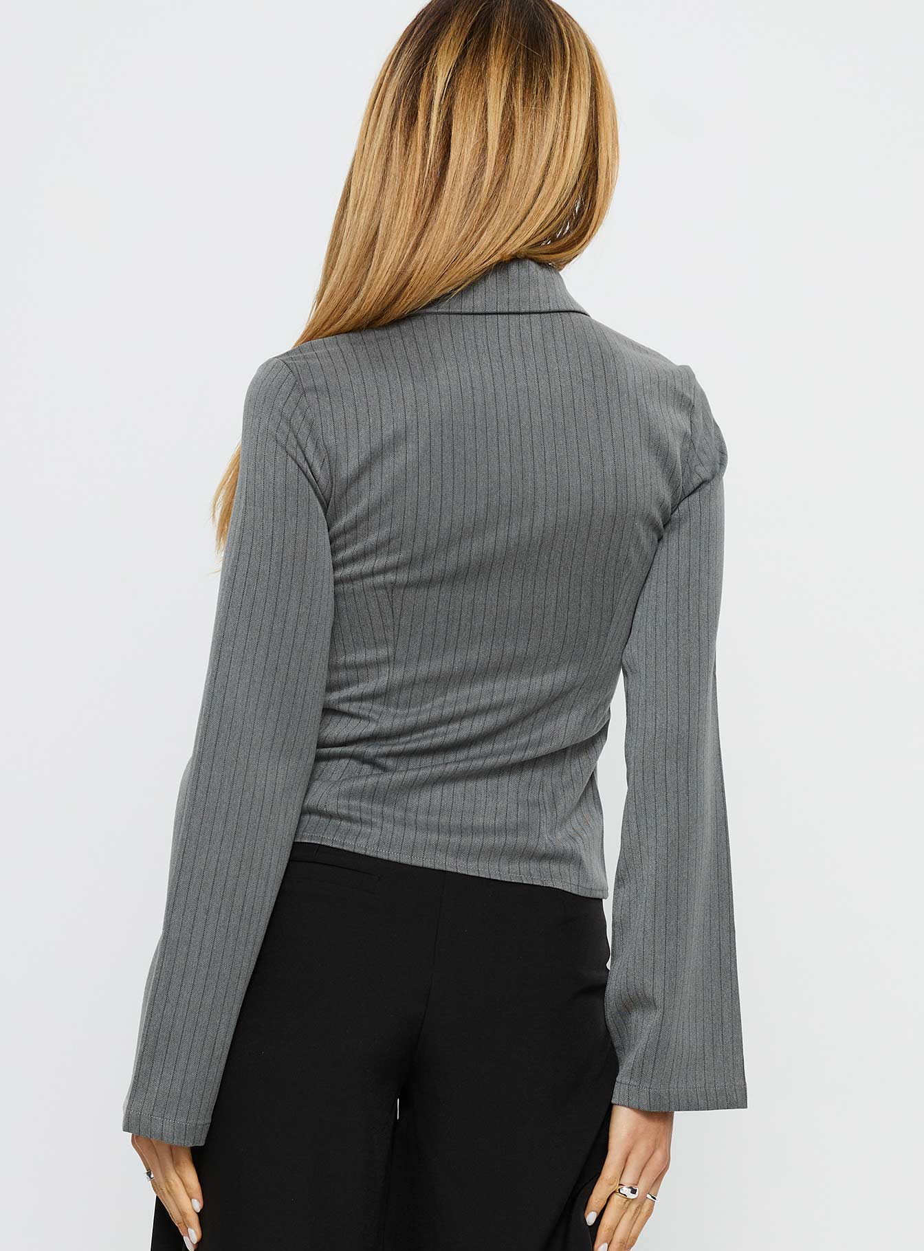 Dawna Hook And Eye Corset Top Grey Pinstripe - Image 5