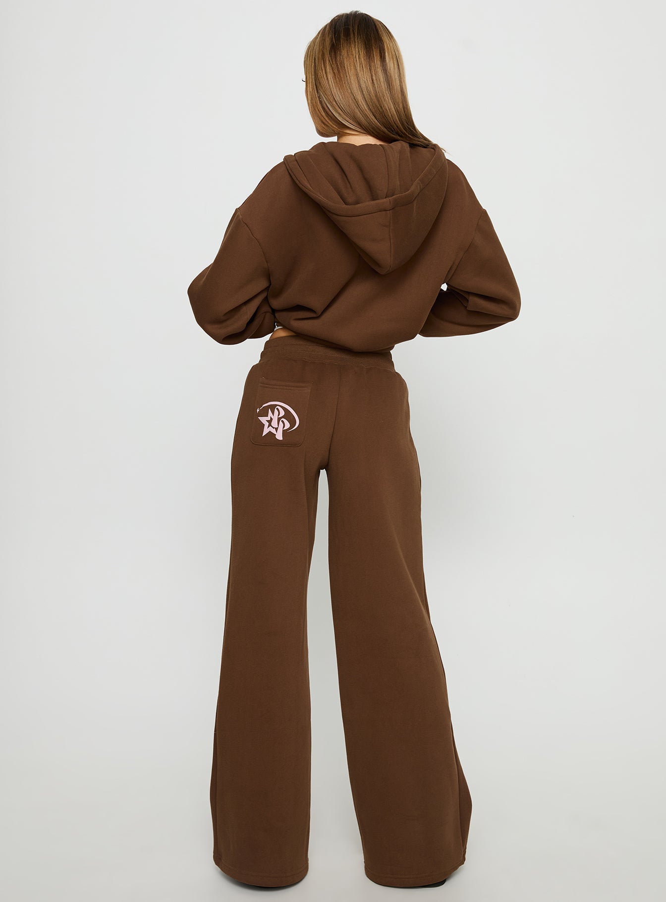 Princess Polly Stargirl Wide Leg Sweat Pants Brown - Image 5