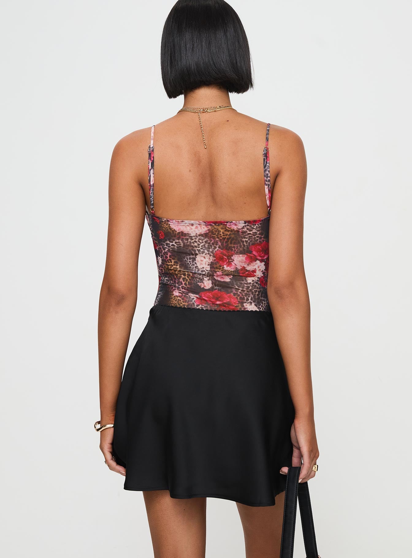 Dapple Bias Satin Mini Skirt Black - Image 5