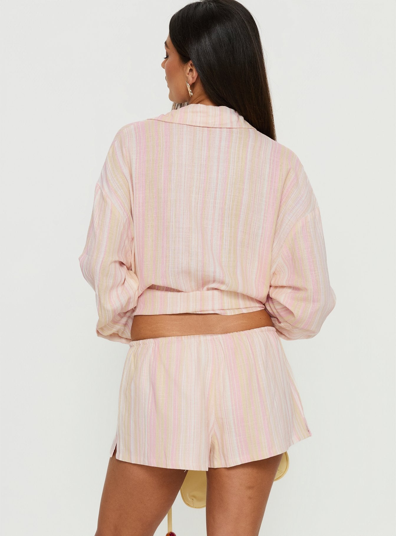 Opheliah Drawstring Shorts Pink Stripe - Image 4