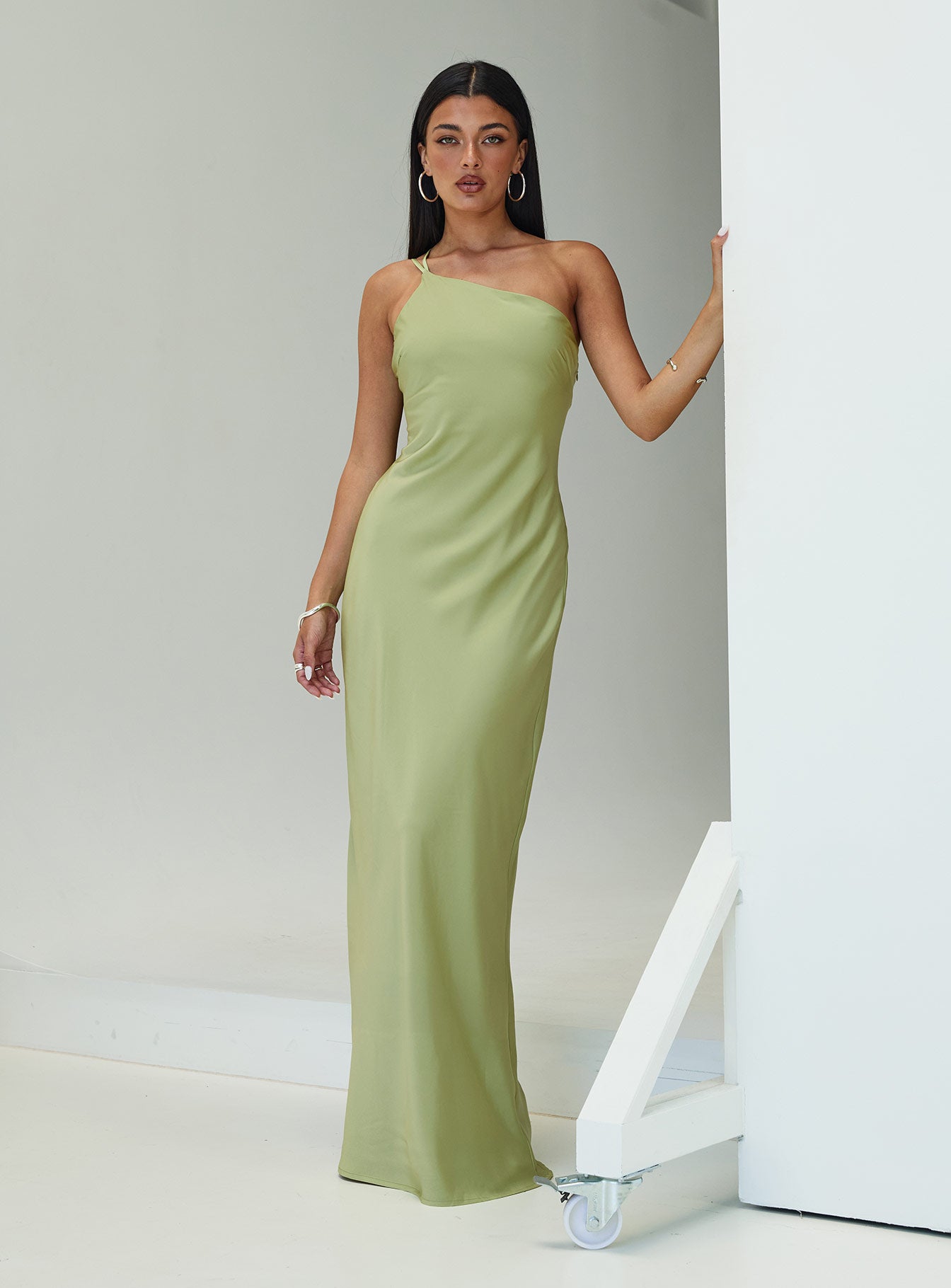 Nehemiah One Shoulder Maxi Dress Green - Image 4