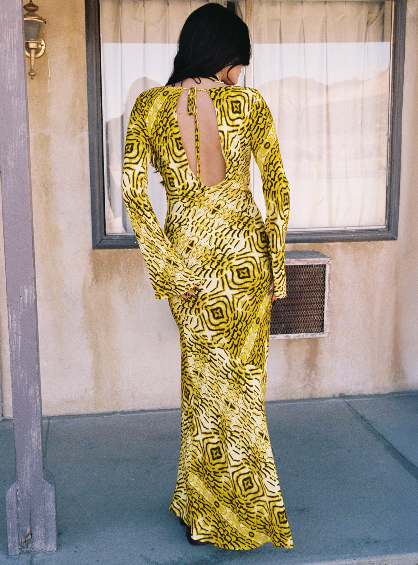 Setting Sun Long Sleeve Maxi Dress Yellow / Black - Image 4