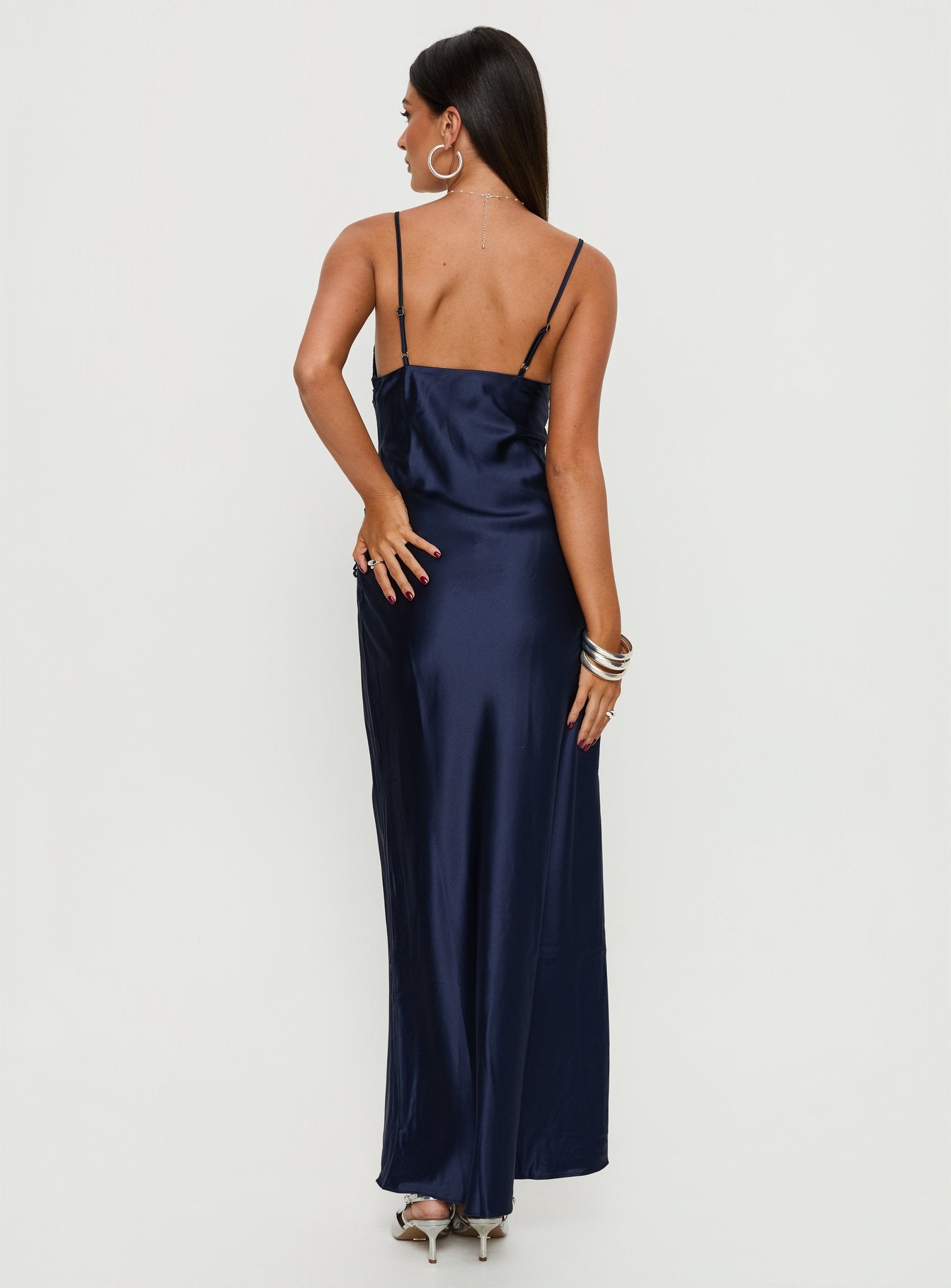 Madelene Lace V Neck Maxi Dress Navy - Image 4