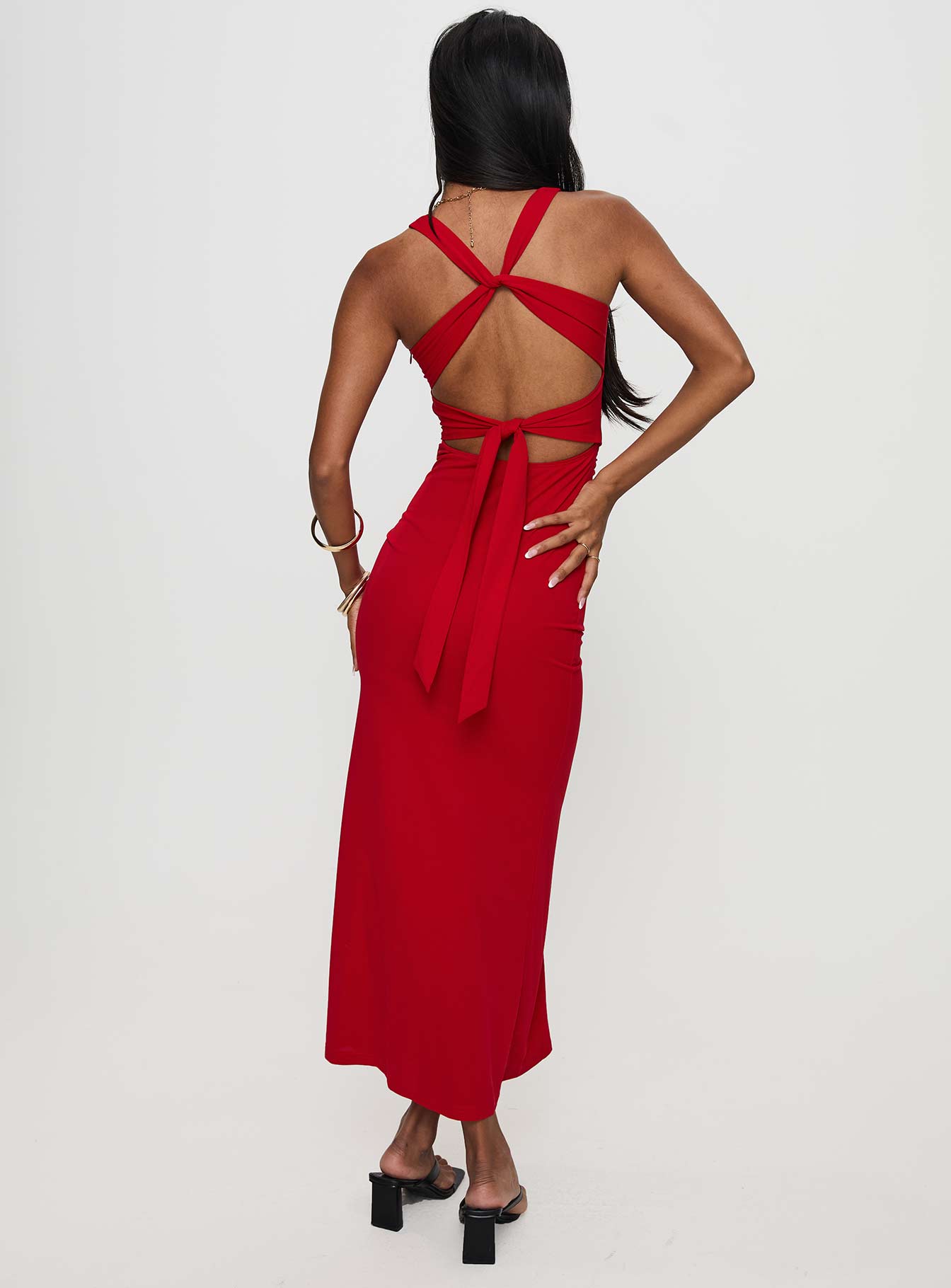 Mesmerise Halter Maxi Dress Red - Image 4
