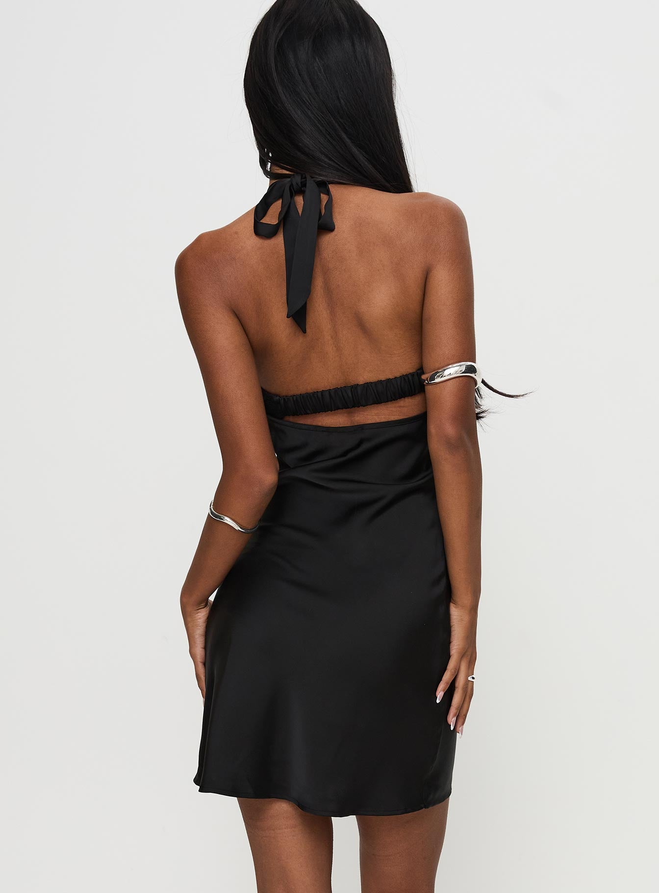 Tempeste Halter Mini Dress Black - Image 4