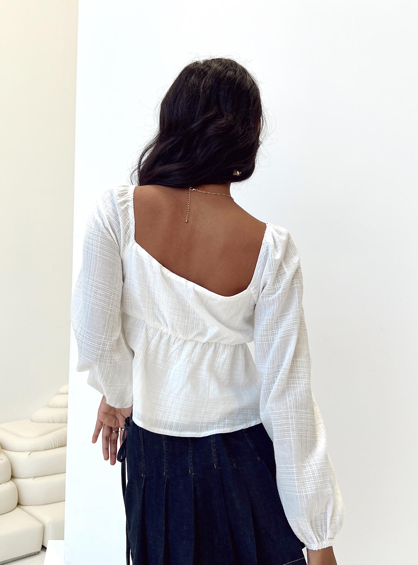 Maxime Long Sleeve Top White - Image 5