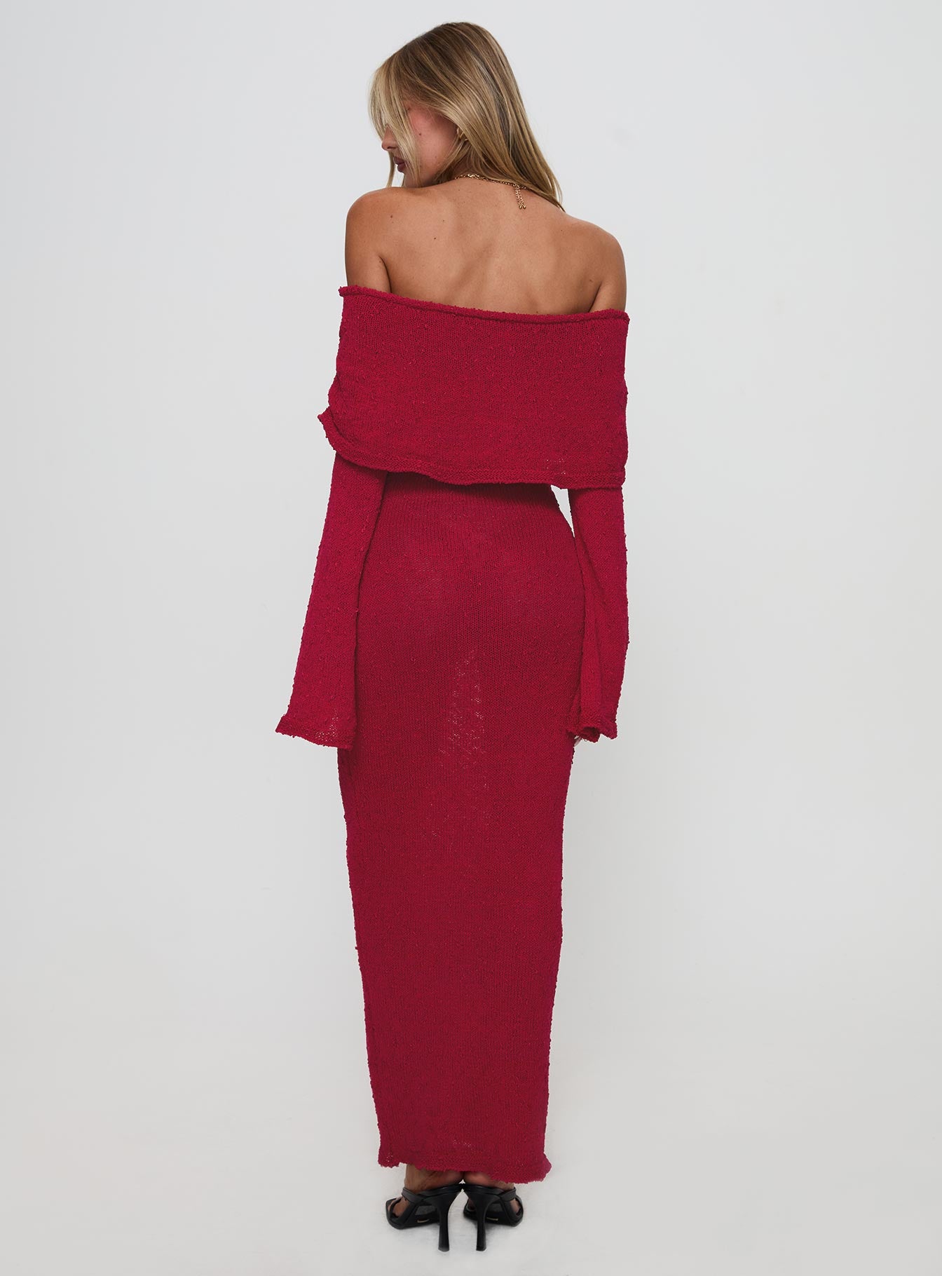 Aleyah Long Sleeve Maxi Dress Burgundy - Image 5