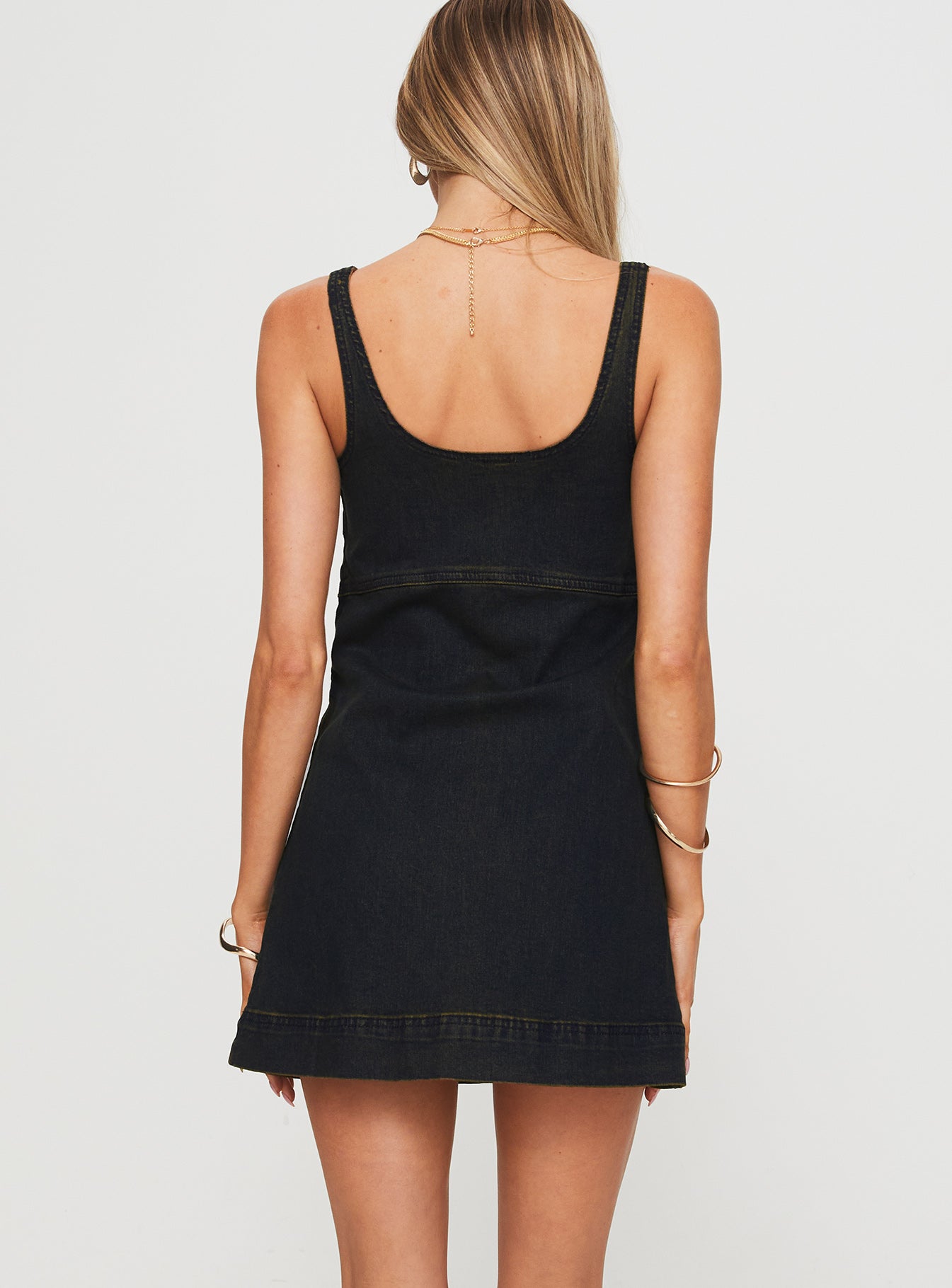 Rautha Denim Mini Dress Black - Image 5