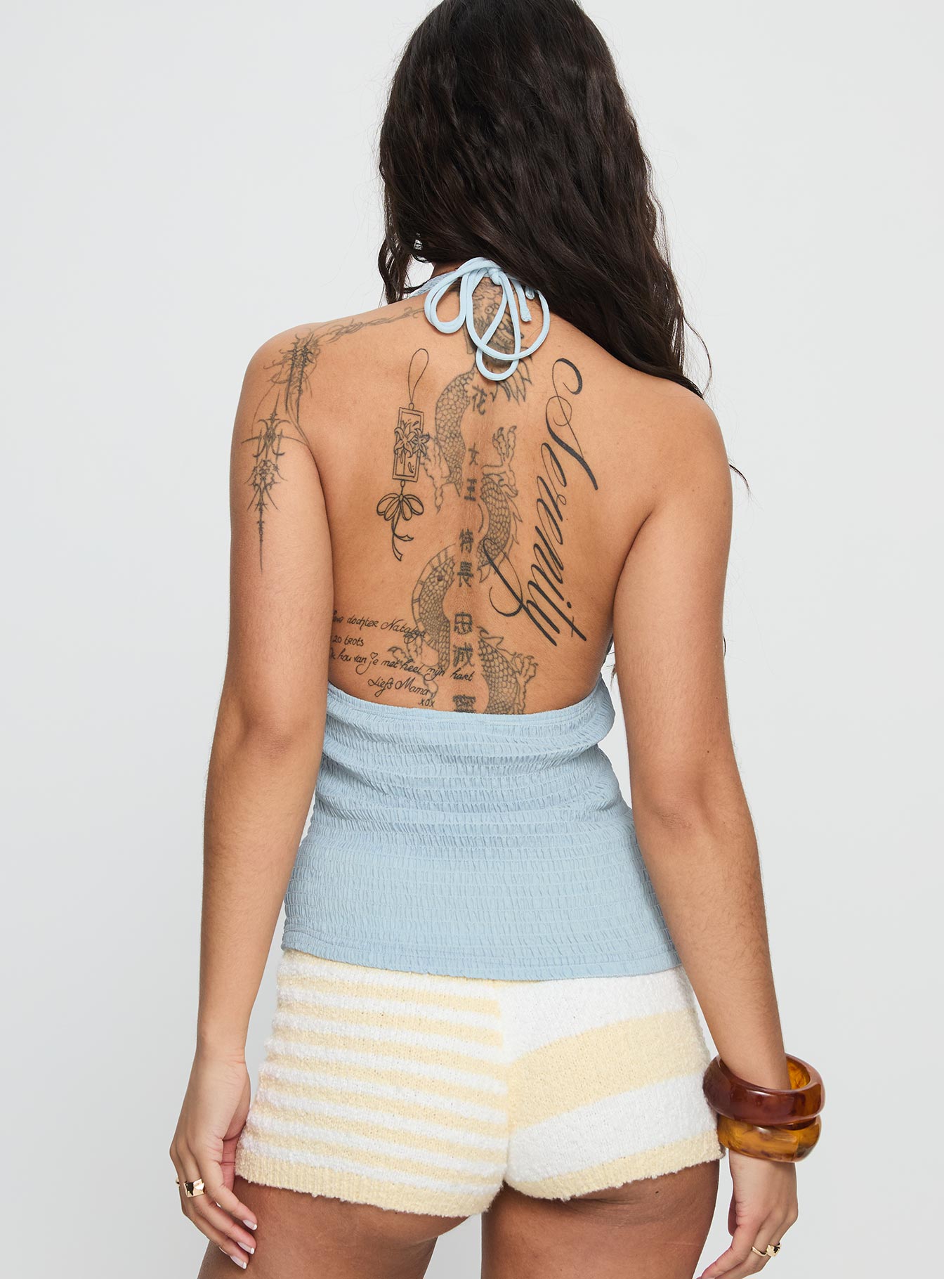 Ellasyn Bow Detail Halter Top Blue - Image 4
