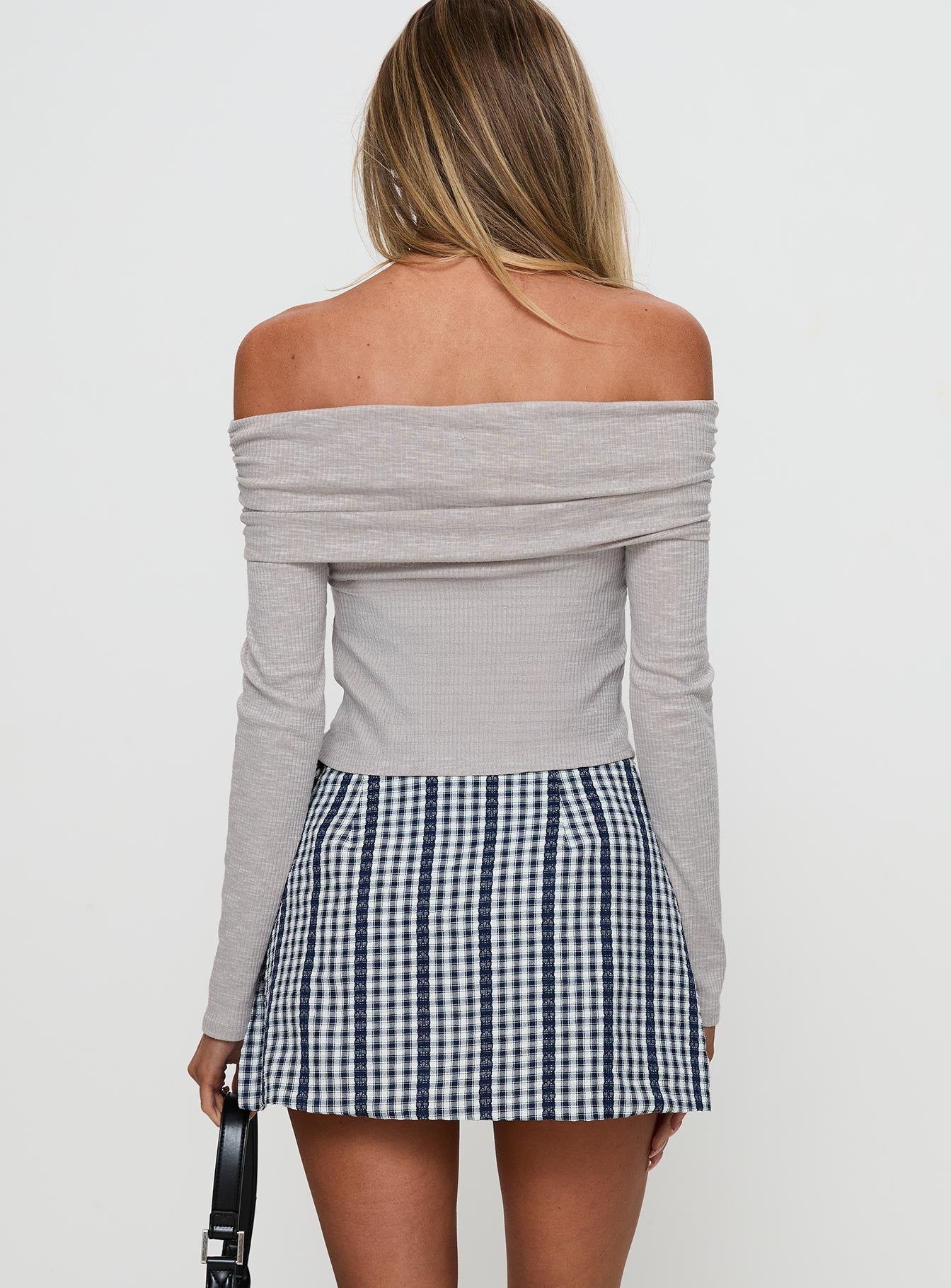 Gulliver Tie Side Mini Skort Navy Gingham - Image 5