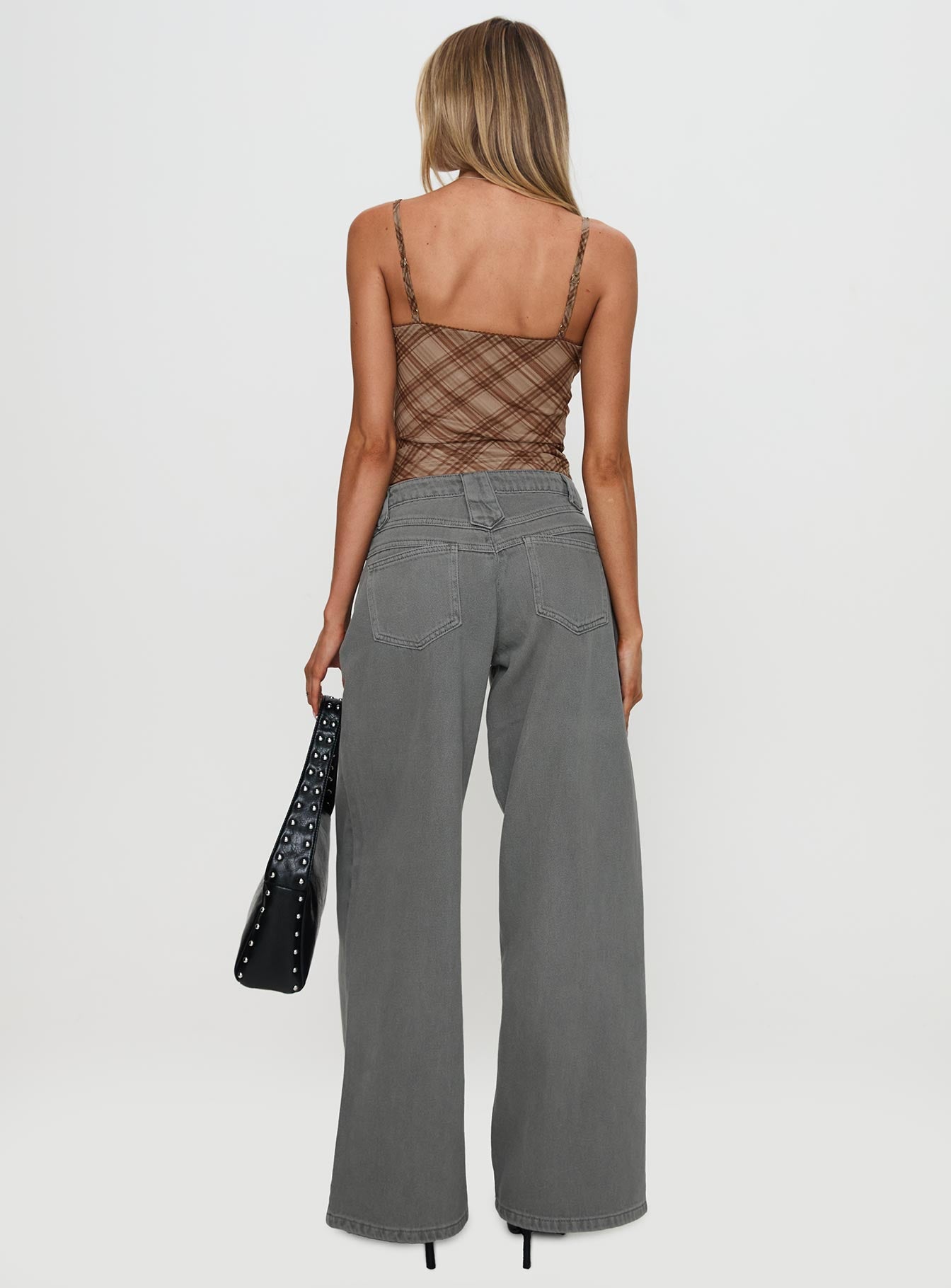 West Side Mid Rise Wide Leg Jeans Grey Wash - Image 9