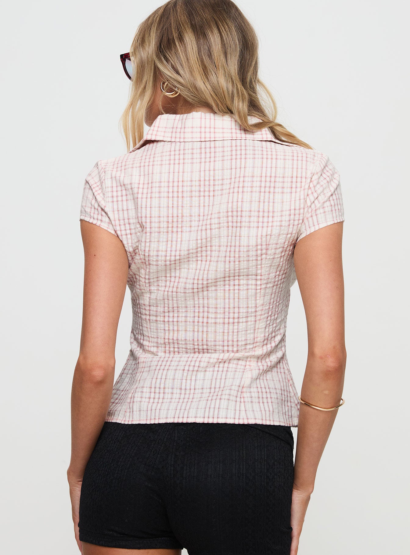 Cottesloe Blouse Top Pink Check Petite - Image 5