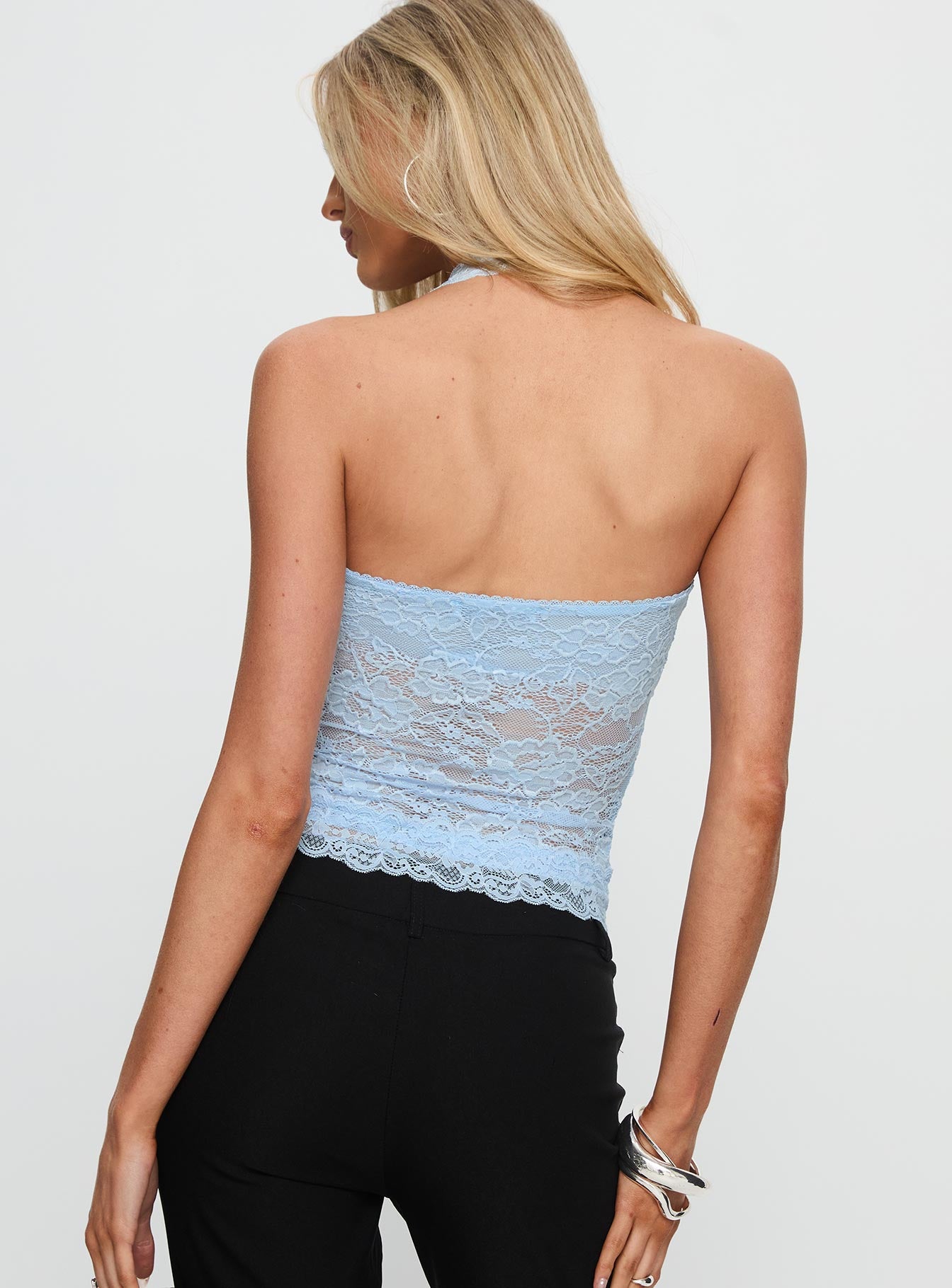 Fantasize Lace Halter Top Blue - Image 5
