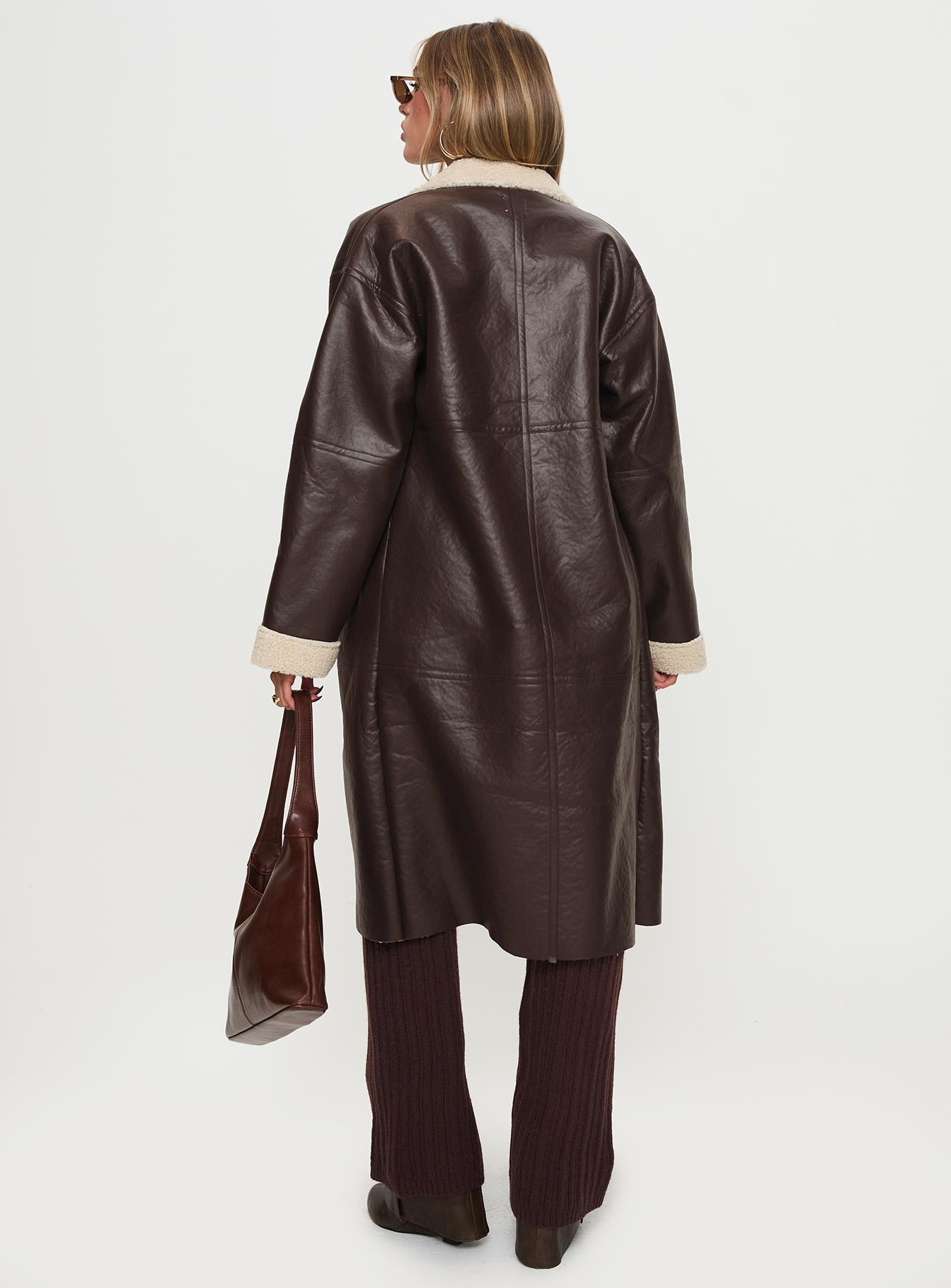 Ammelia Shearling Long-line Jacket Brown - Image 5
