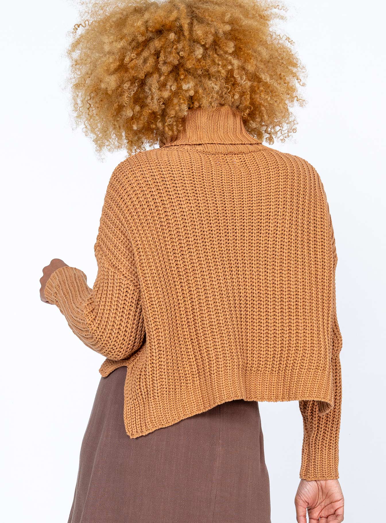Organic Cotton Albie Turtleneck Sweater Tan - Image 4