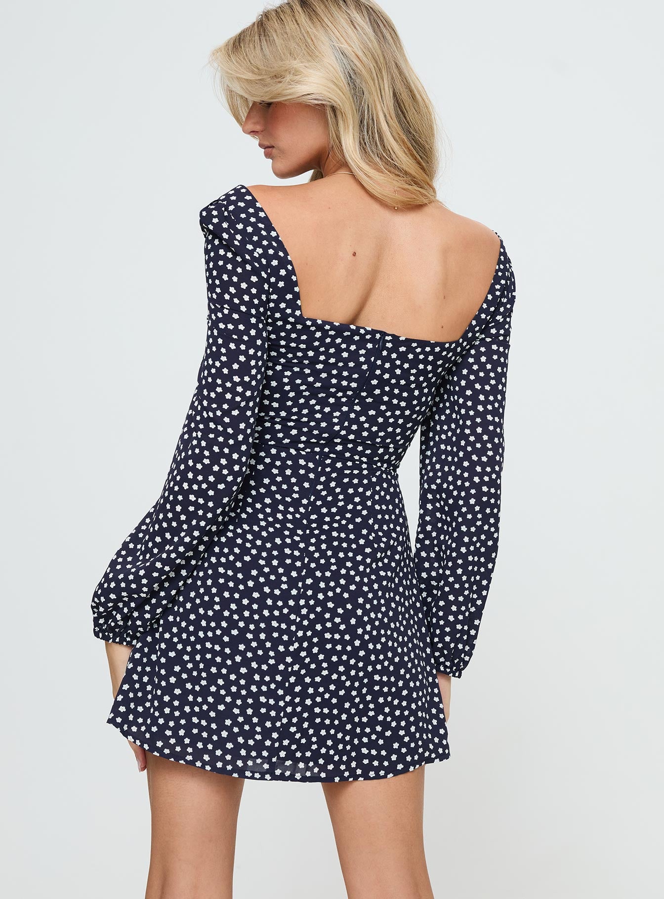 Mirthful Long Sleeve Mini Dress Navy - Image 5
