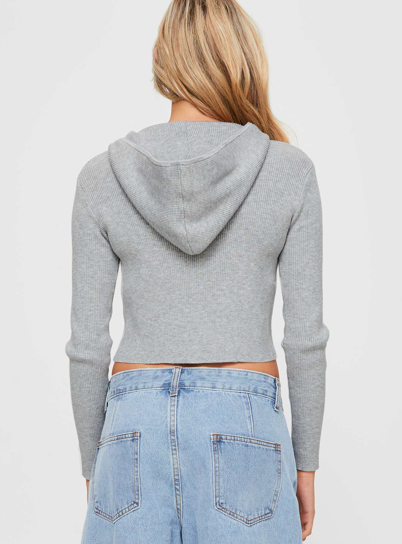 Cher Zip Up Knit Sweater Grey Marle - Image 5