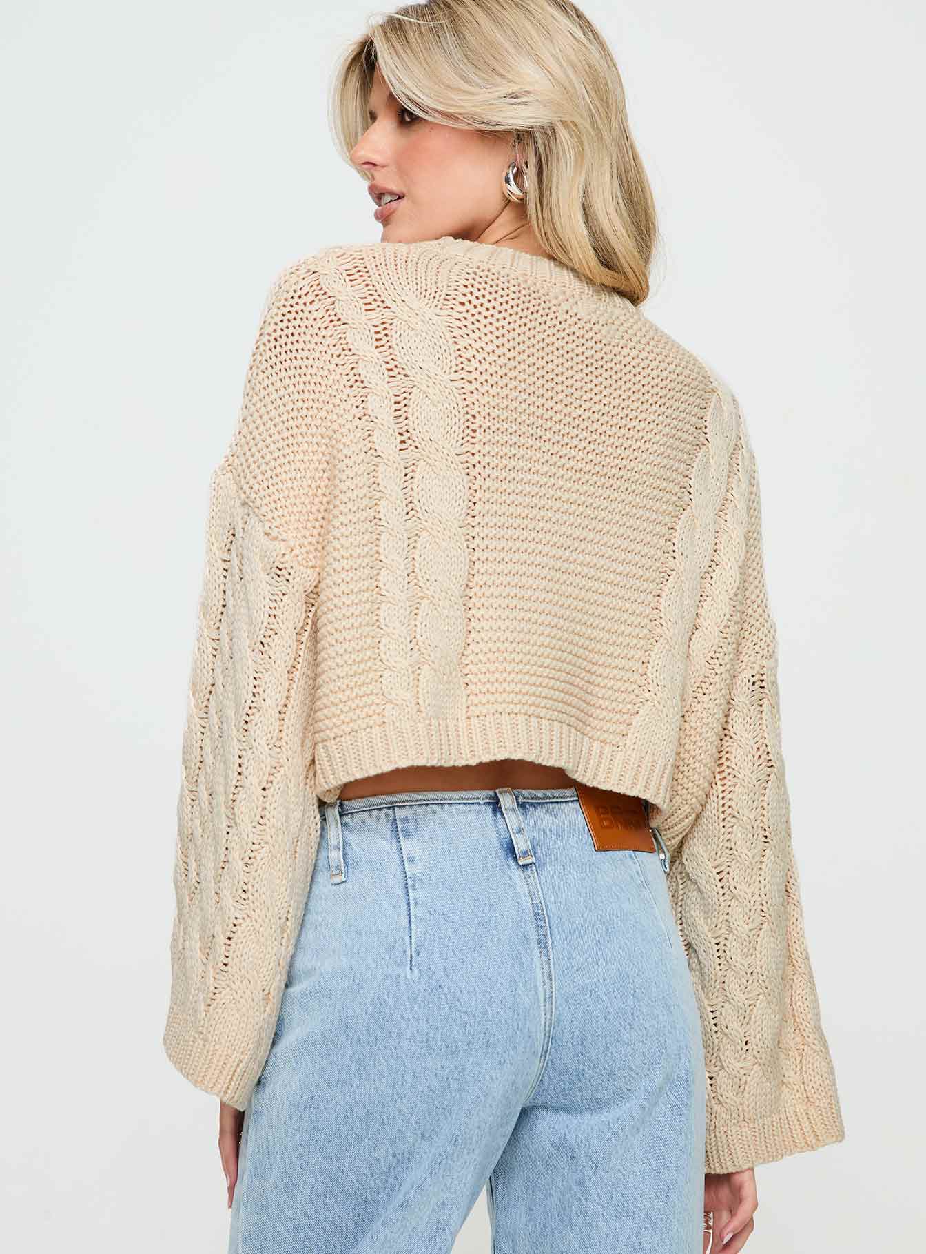 Charel Cable Knit Sweater Beige - Image 4