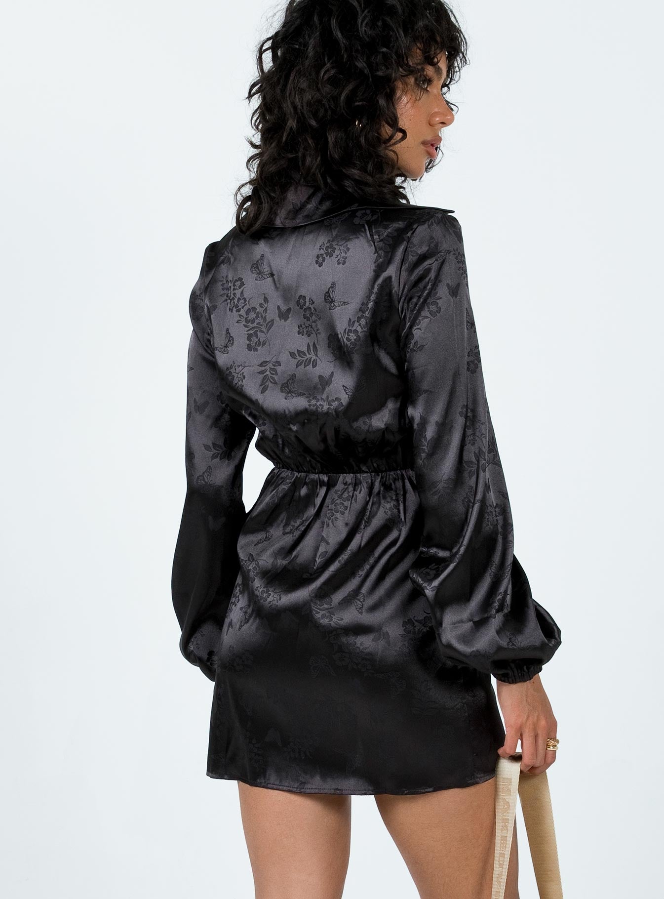 Allira Wrap Mini Dress Black - Image 4