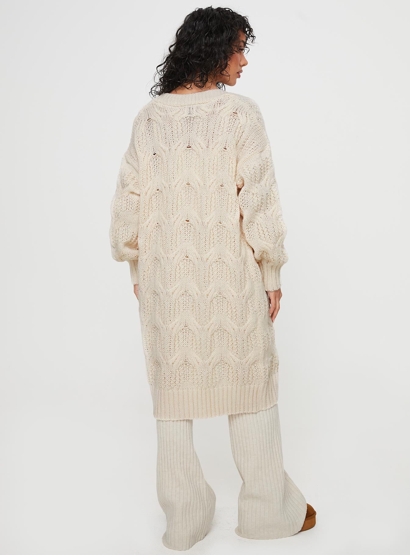 Bryer Longline Cardigan Cream - Image 5