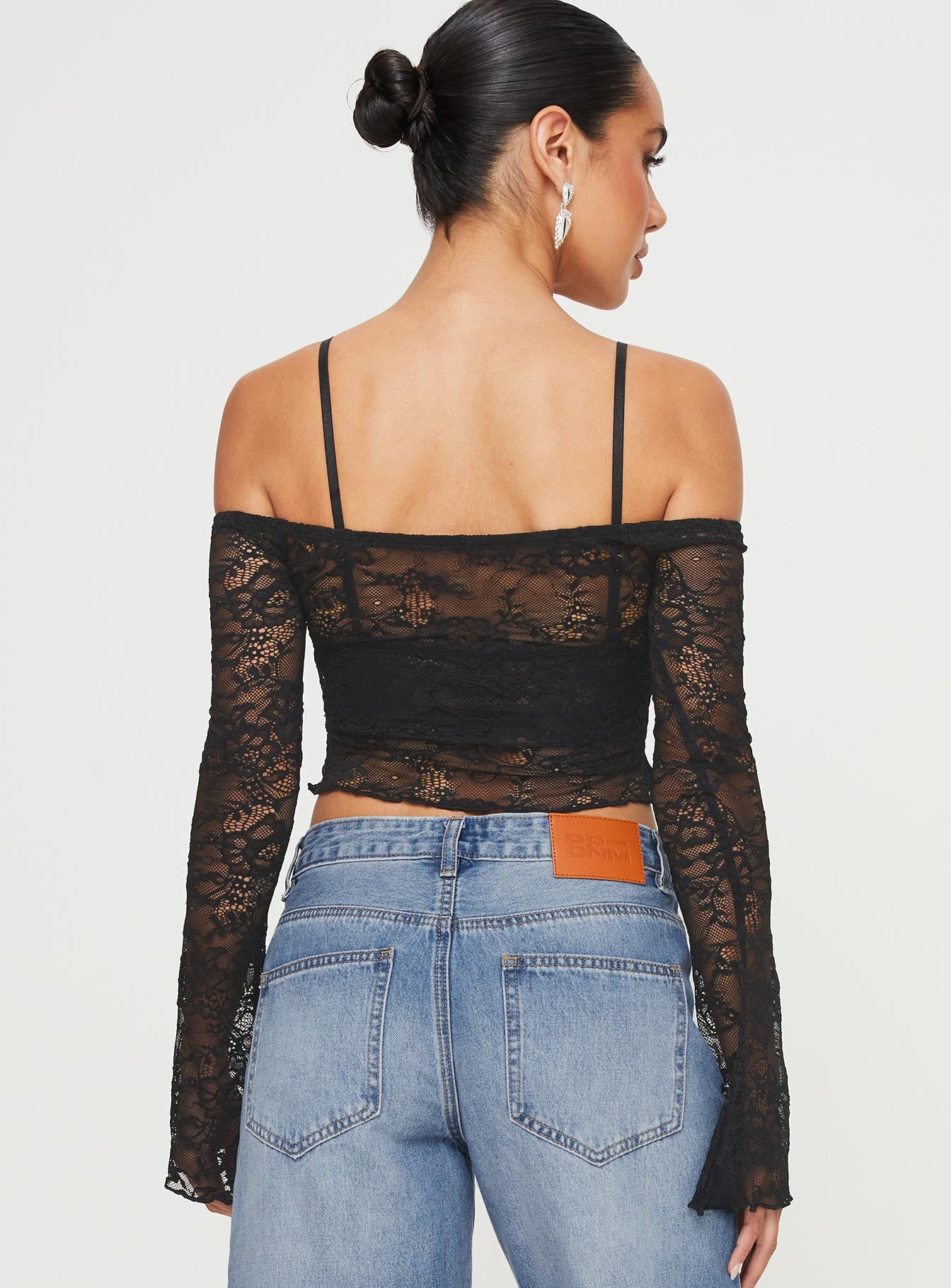 Rulfo Lace Off The Shoulder Top Black - Image 5