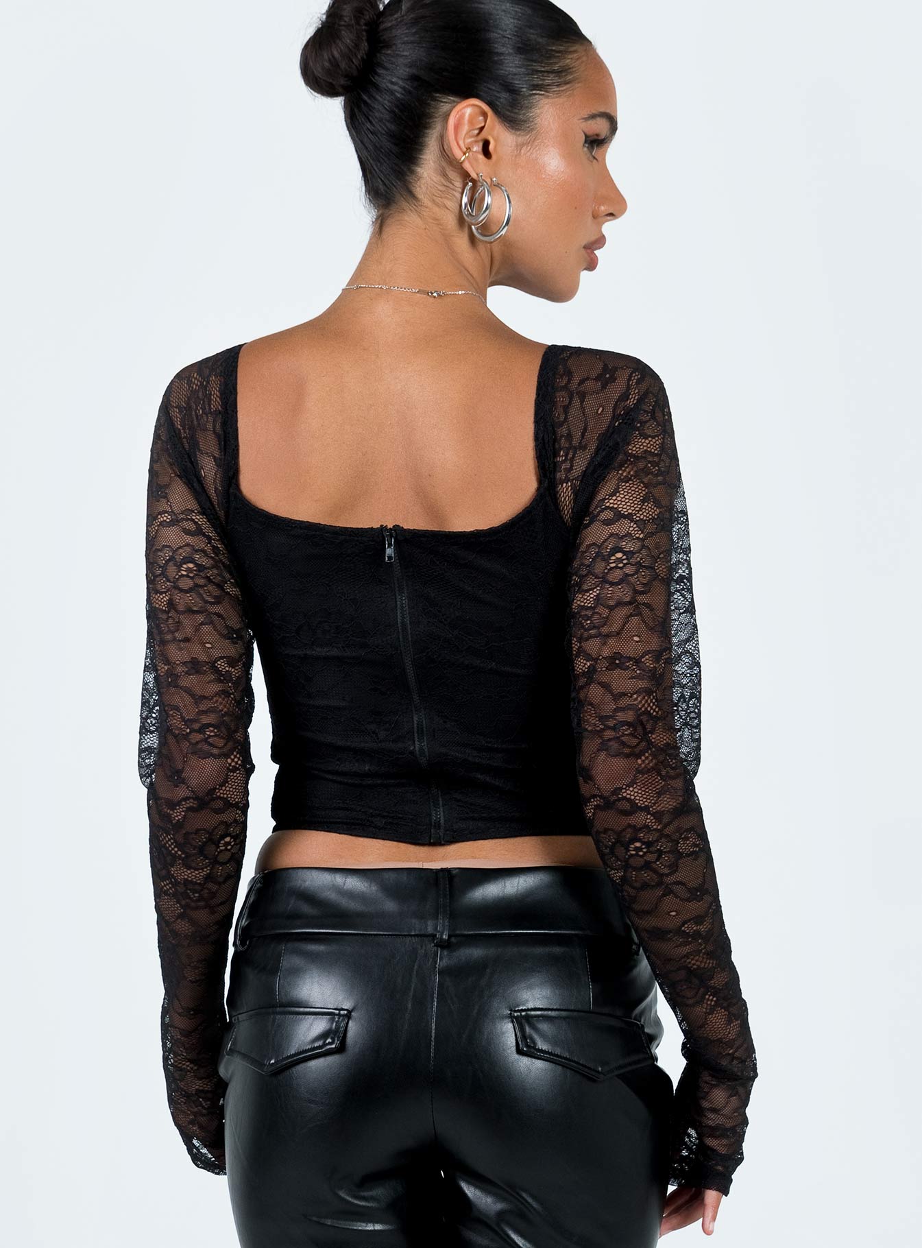 Purnell Long Sleeve Lace Top Black - Image 5