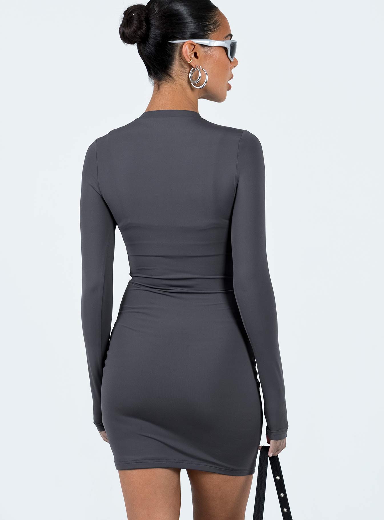 Neve Long Sleeve Mini Dress Slate - Image 5