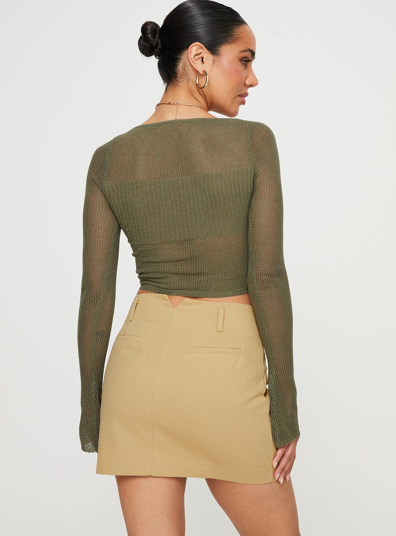 Oritz Cargo Mini Skirt Beige - Image 5