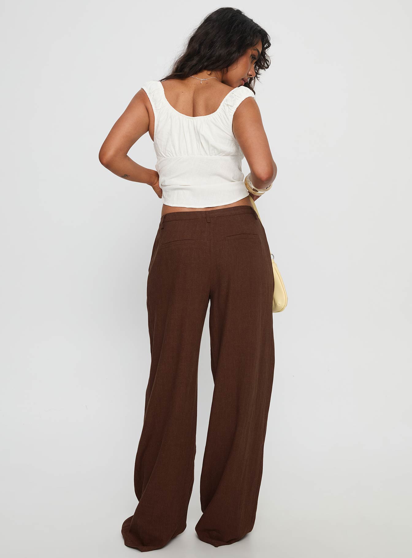 Vianca Low Rise Linen Pant Chocolate - Image 5