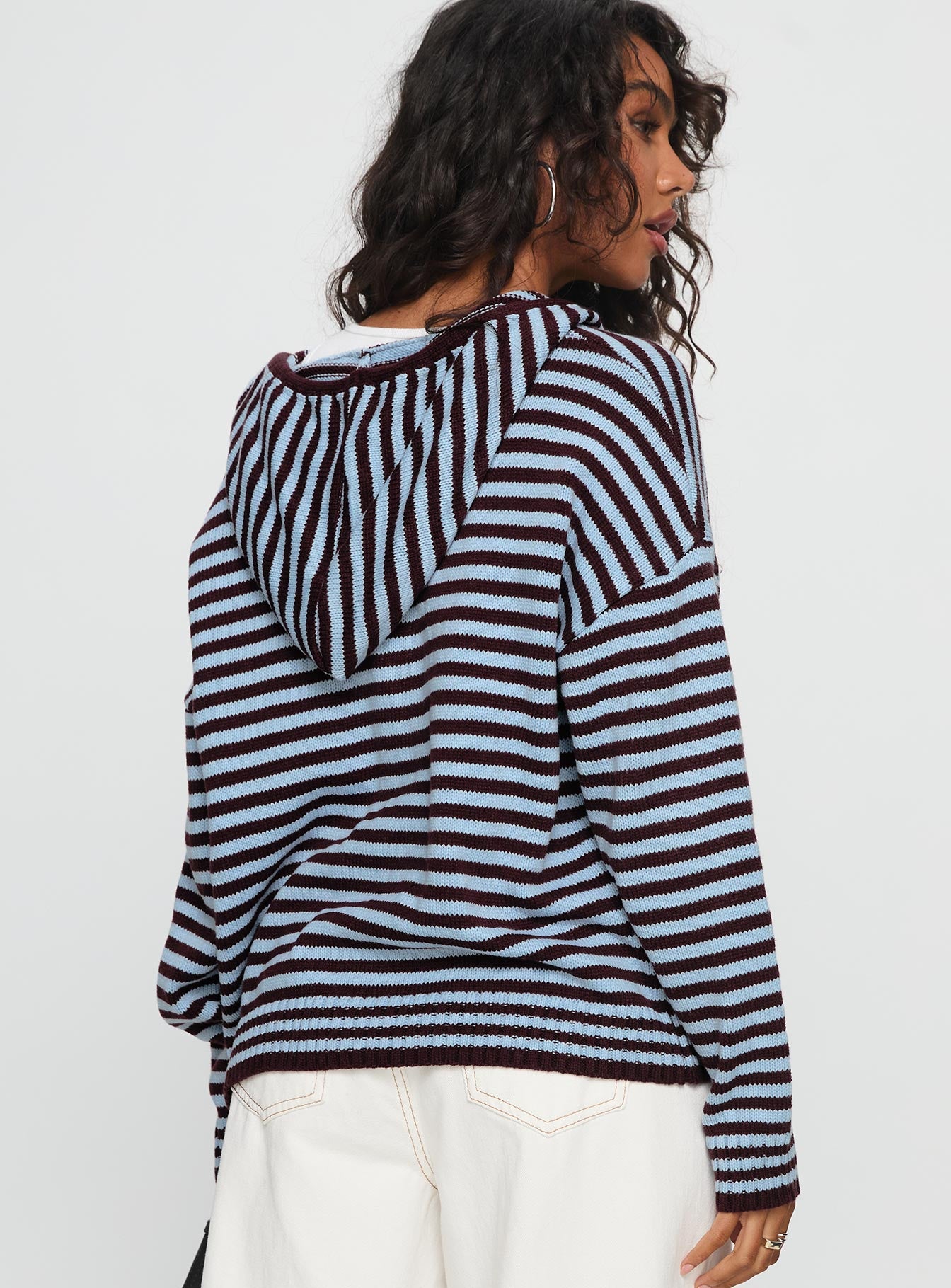Brienna Zip Jacket Burgundy / Blue Stripe - Image 4