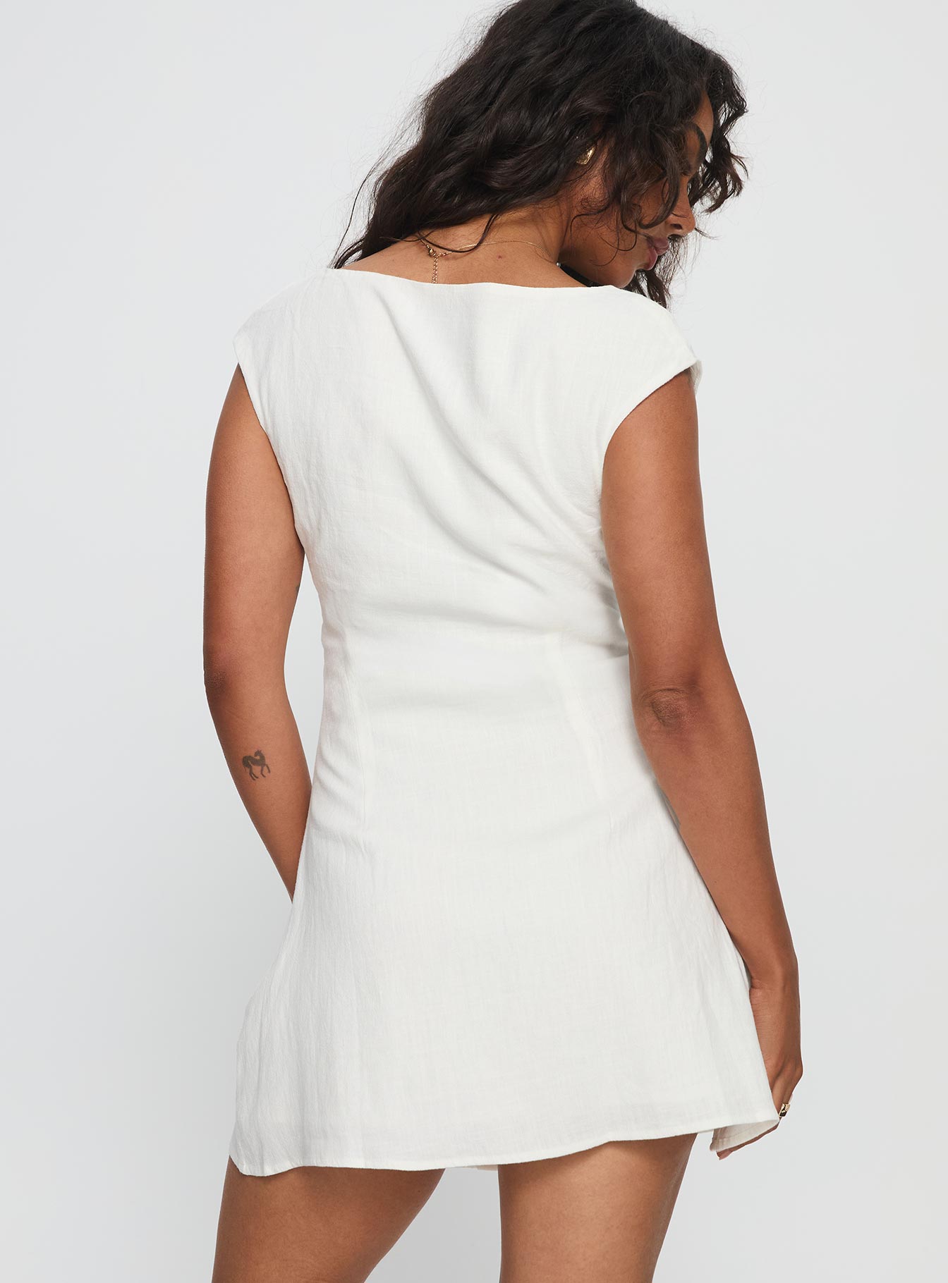 Lover Like Me Linen Mini Dress White - Image 5