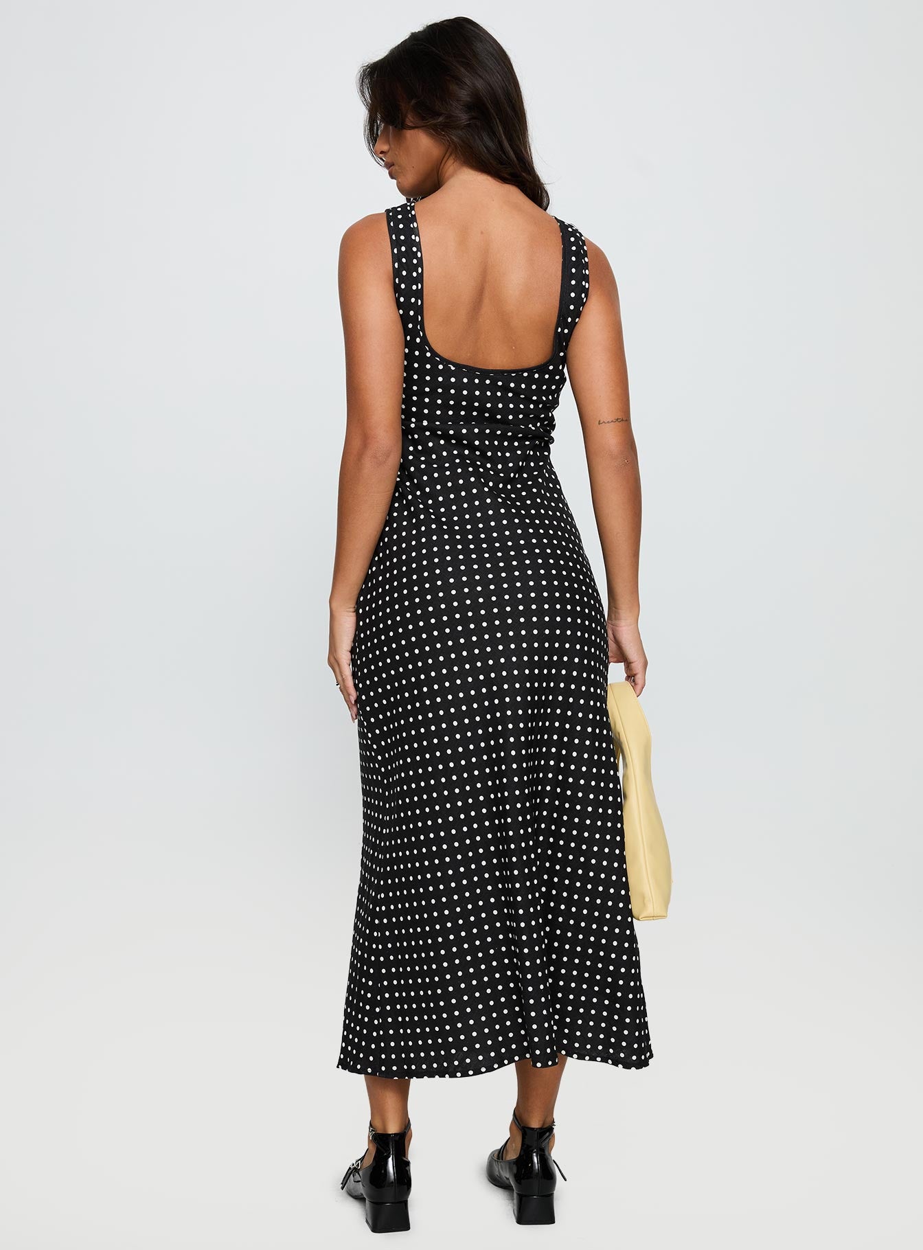 Voyager Linen Blend Midi Dress Black Polka - Image 5
