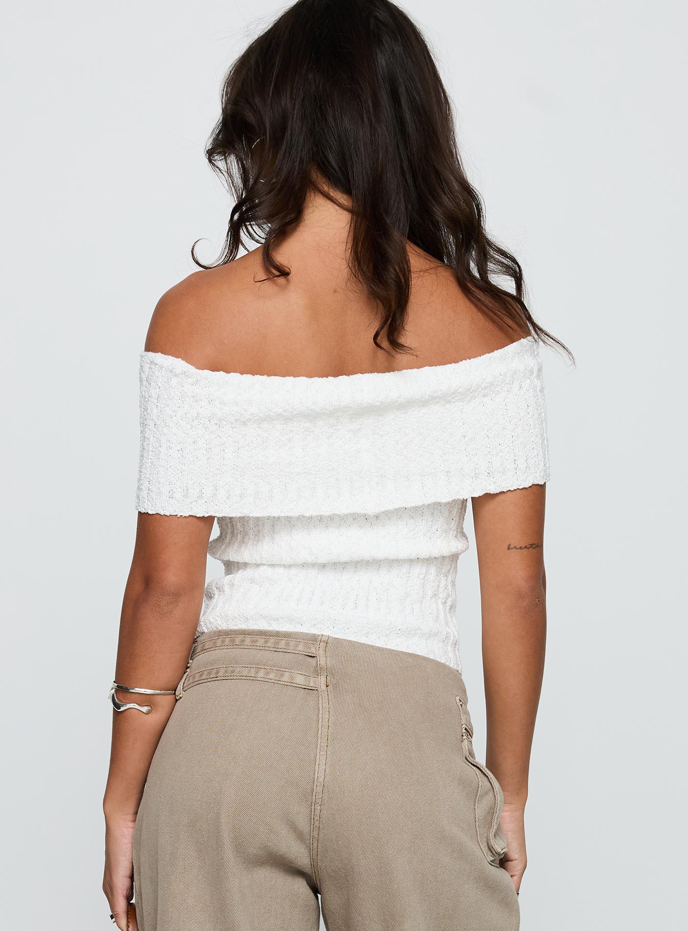 Murmur Off Shoulder Top White - Image 5